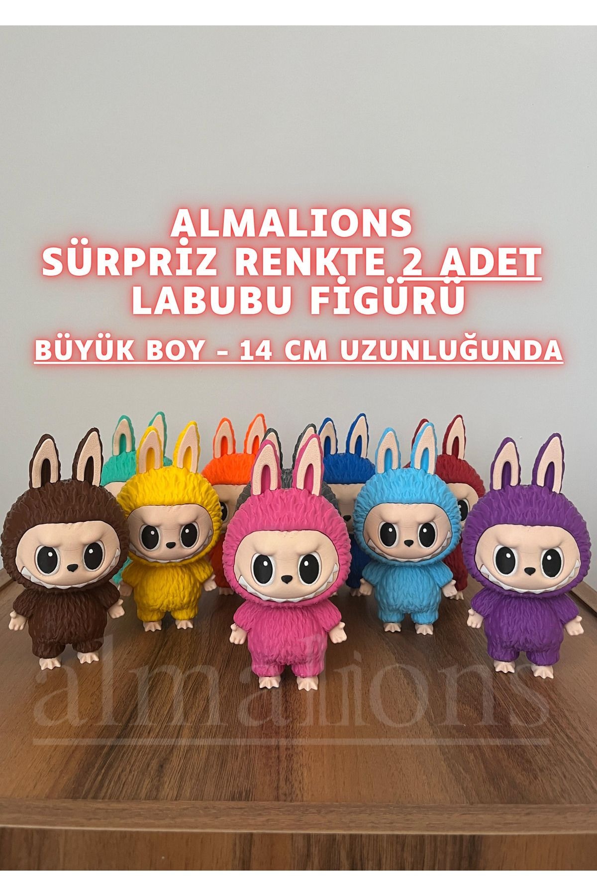 14 CM Büyük Boy Sürpriz Renk Labubu Figürü - Plastik Figür - 2 Adet