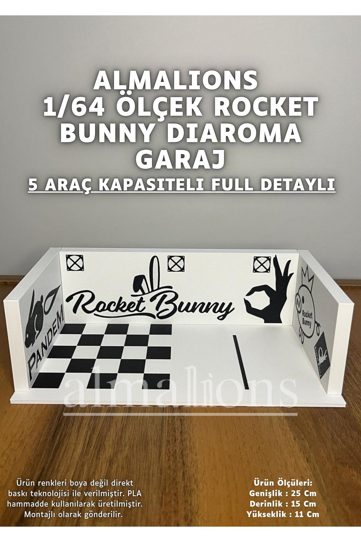 1/64 Ölçek Diaroma Araç Sergileme Garajı - Rocket Bunny - 5 Araçlık