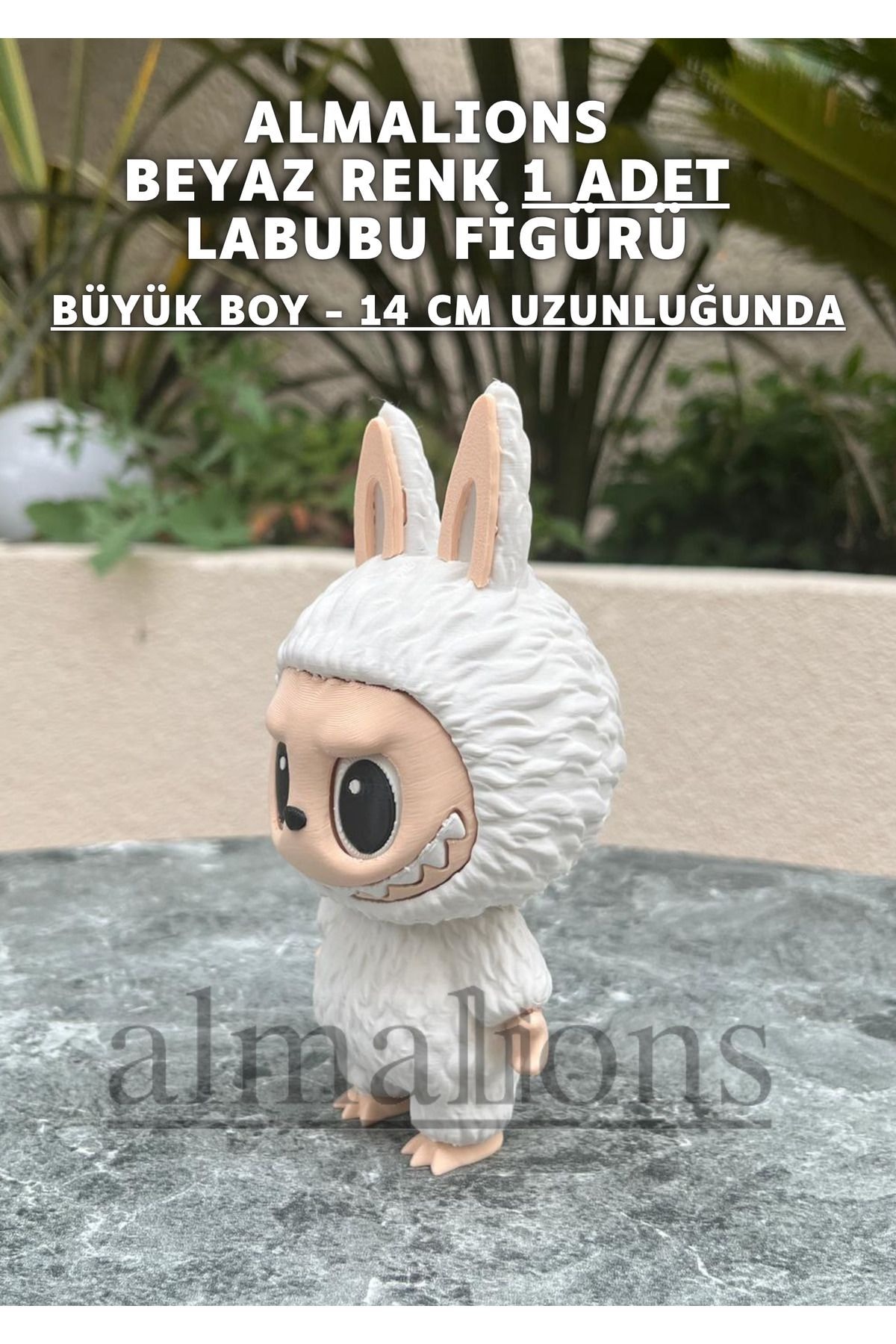 14 CM Büyük Boy Beyaz Renk Labubu Figürü - Plastik Figür - 1 Adet