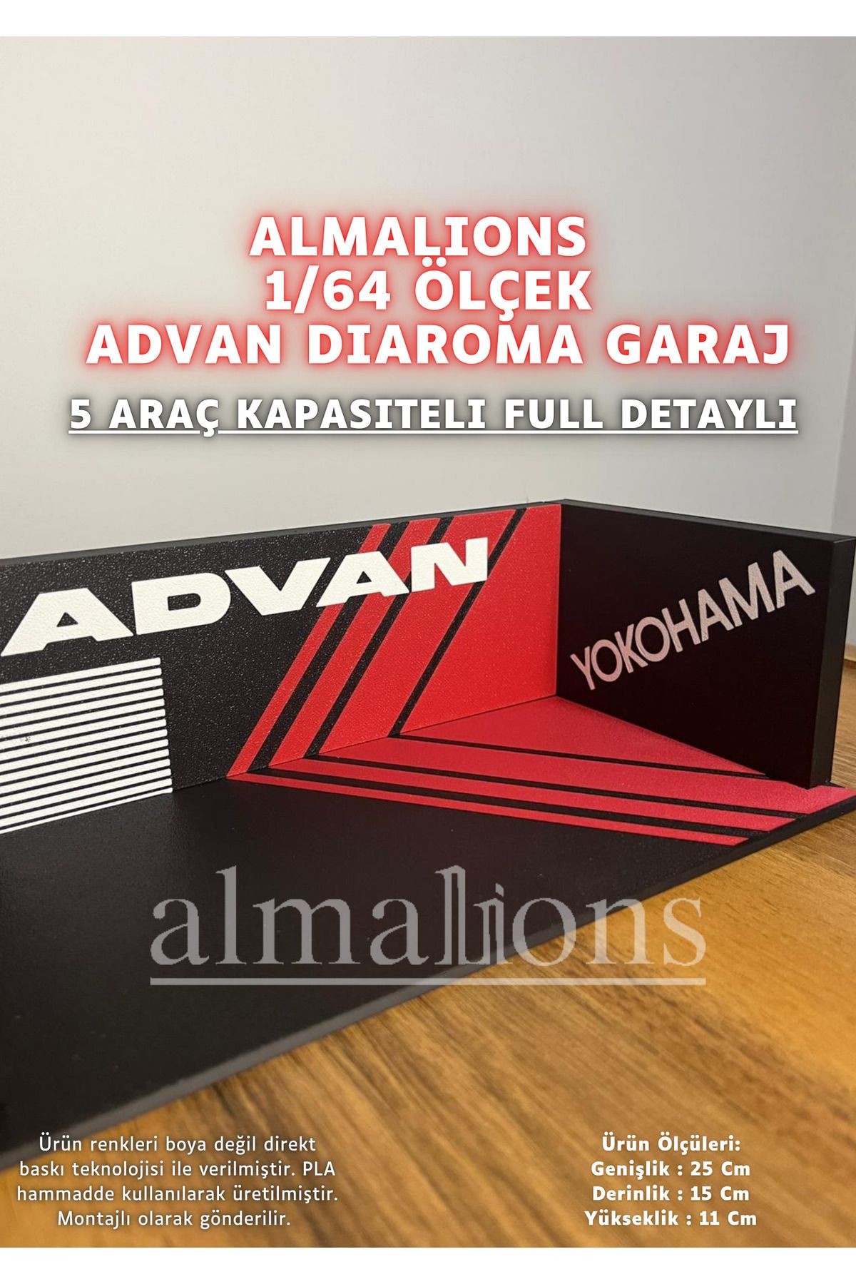 1/64 Ölçek Diaroma Araç Sergileme Garajı - Advan - 5 Araçlık
