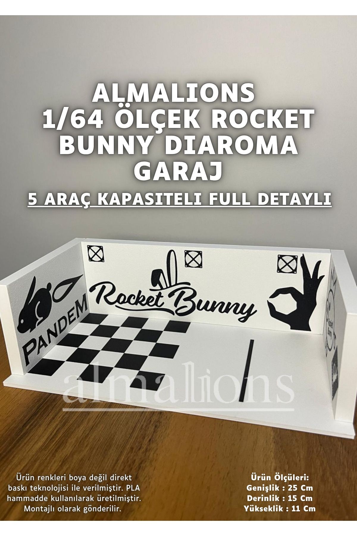 1/64 Ölçek Diaroma Araç Sergileme Garajı - Rocket Bunny - 5 Araçlık