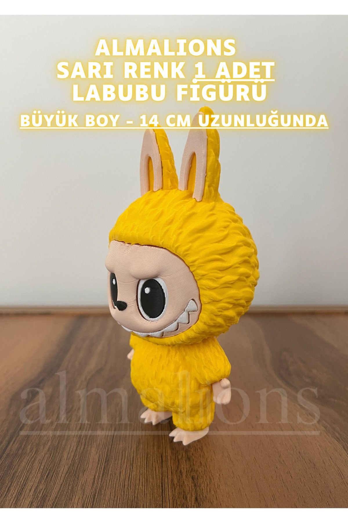 14 CM Büyük Boy Sarı Renk Labubu Figürü - Plastik Figür - 1 Adet