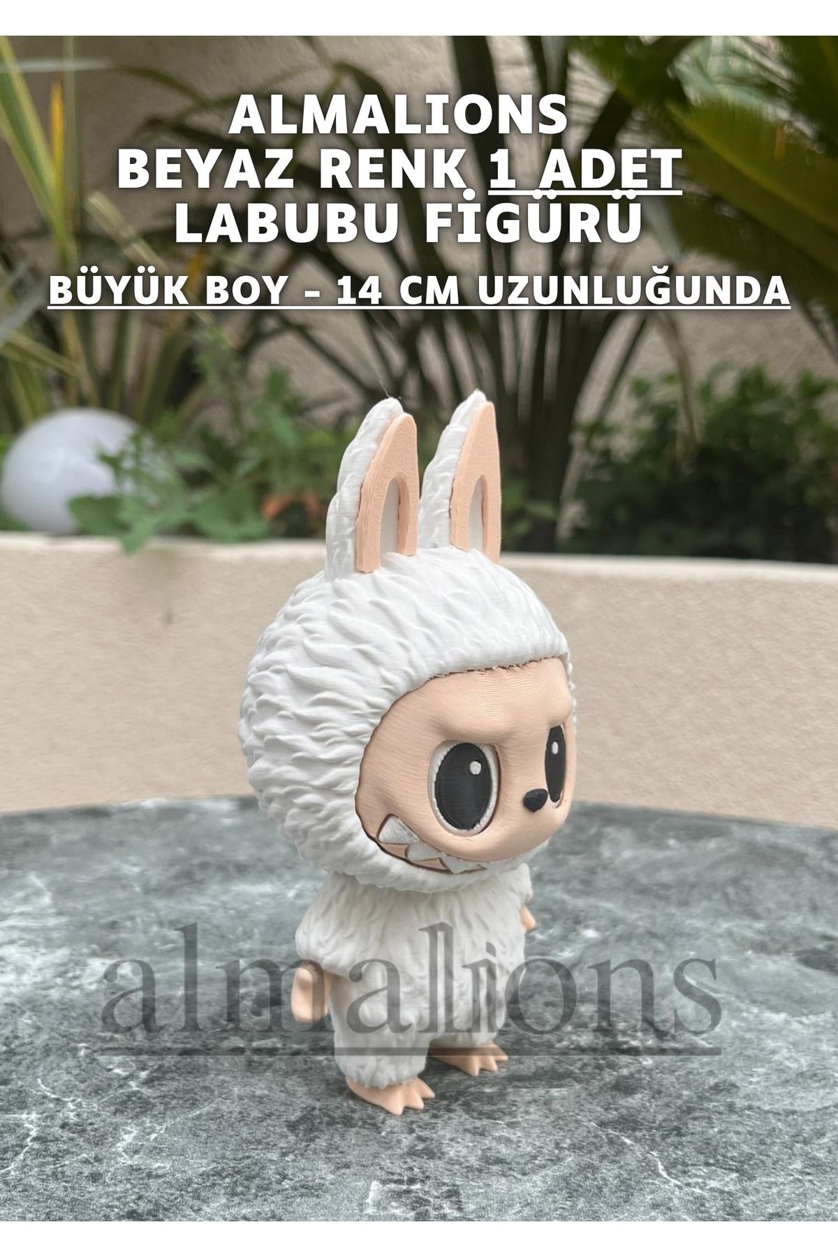 14 CM Büyük Boy Beyaz Renk Labubu Figürü - Plastik Figür - 1 Adet