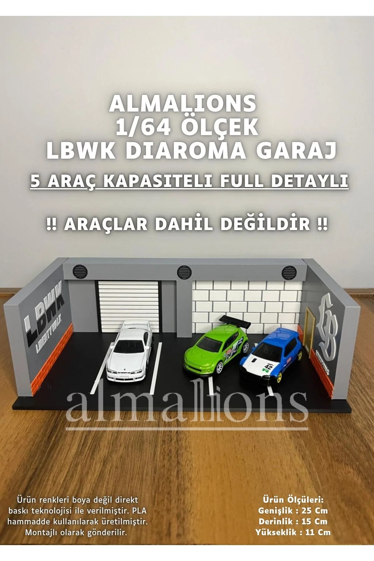 1/64 Ölçek Diaroma Araç Sergileme Garajı - LBWK - 5 Araçlık