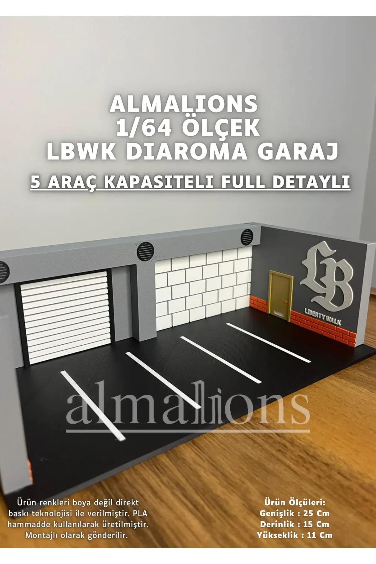 1/64 Ölçek Diaroma Araç Sergileme Garajı - LBWK - 5 Araçlık