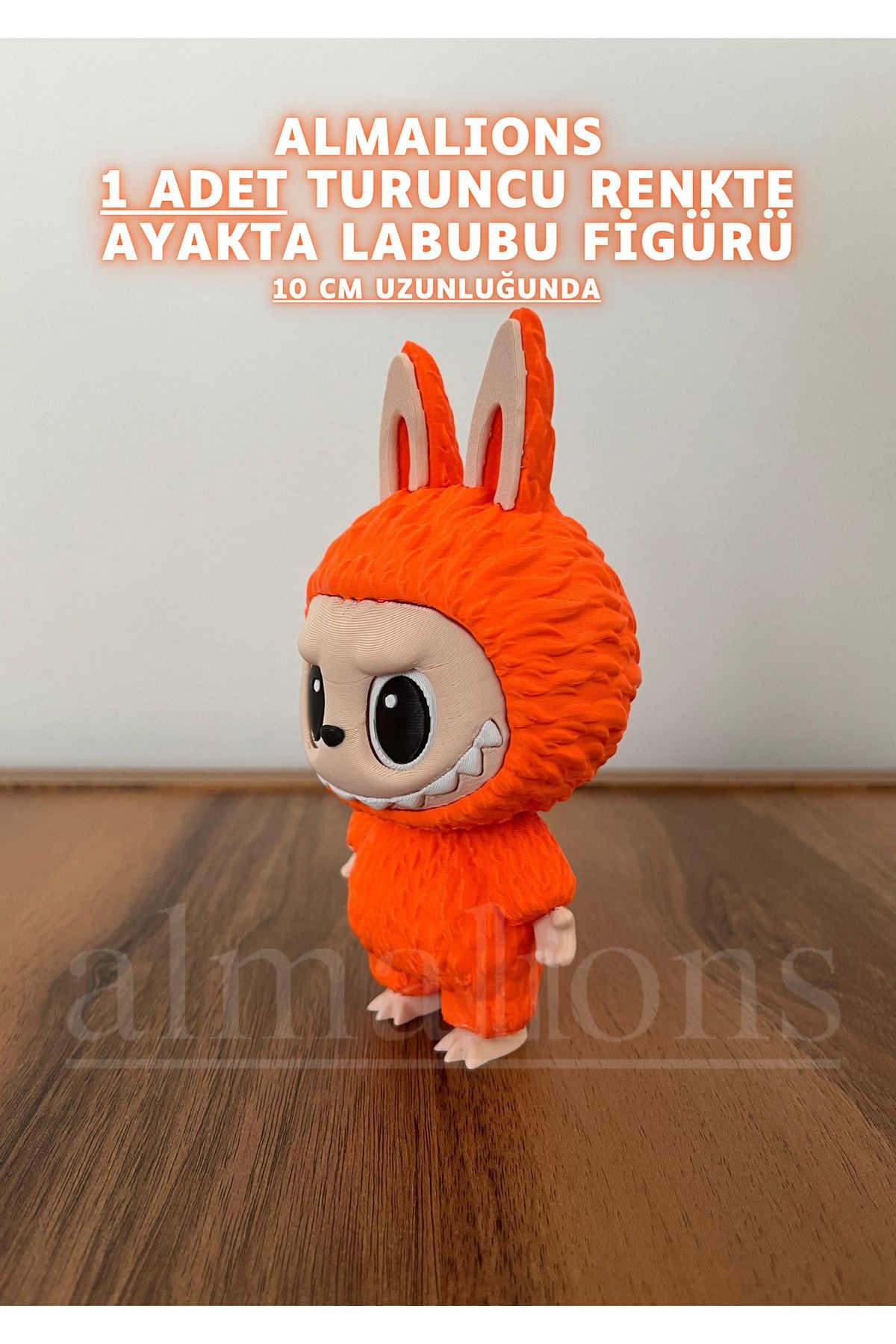 Turuncu Renkte Ayakta Labubu Figürü - 10 Cm - Plastik Figür - 1 Adet