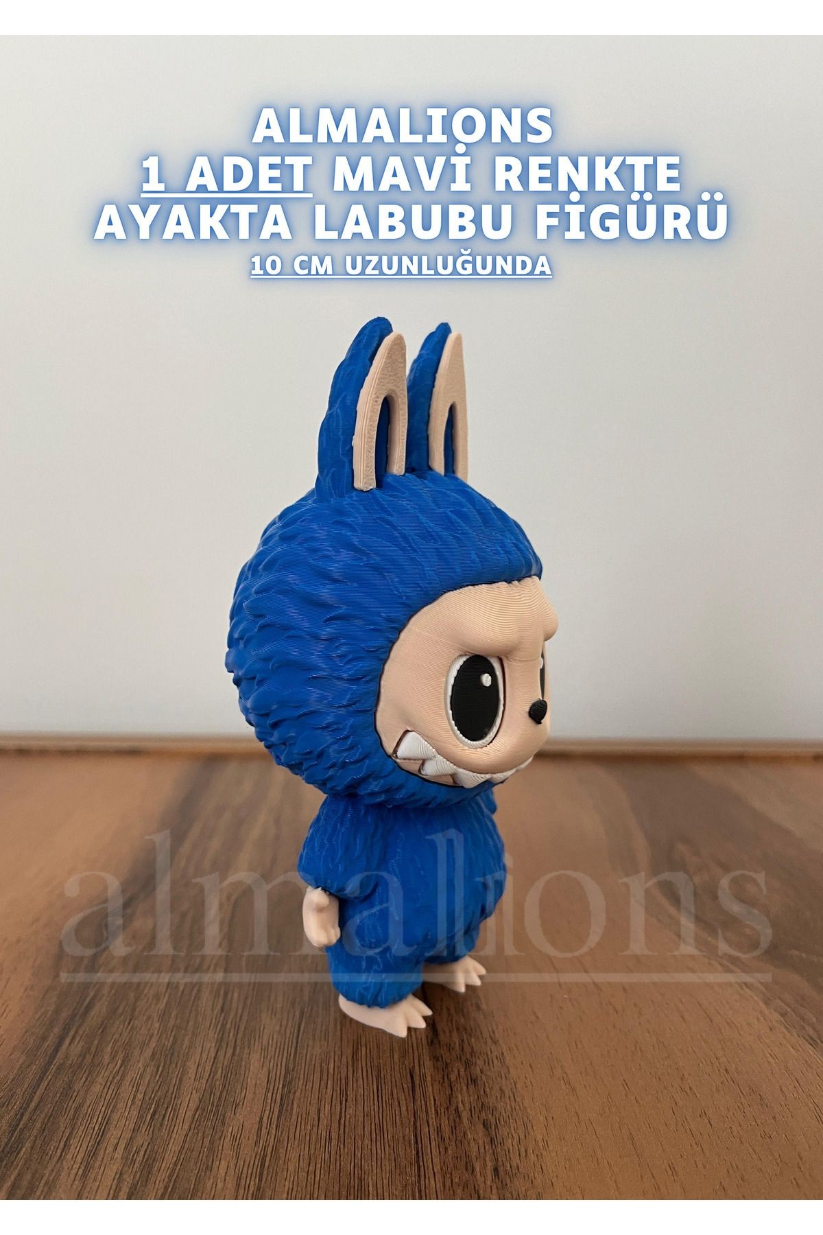 Mavi Renkte Ayakta Labubu Figürü - 10 Cm - Plastik Figür - 1 Adet