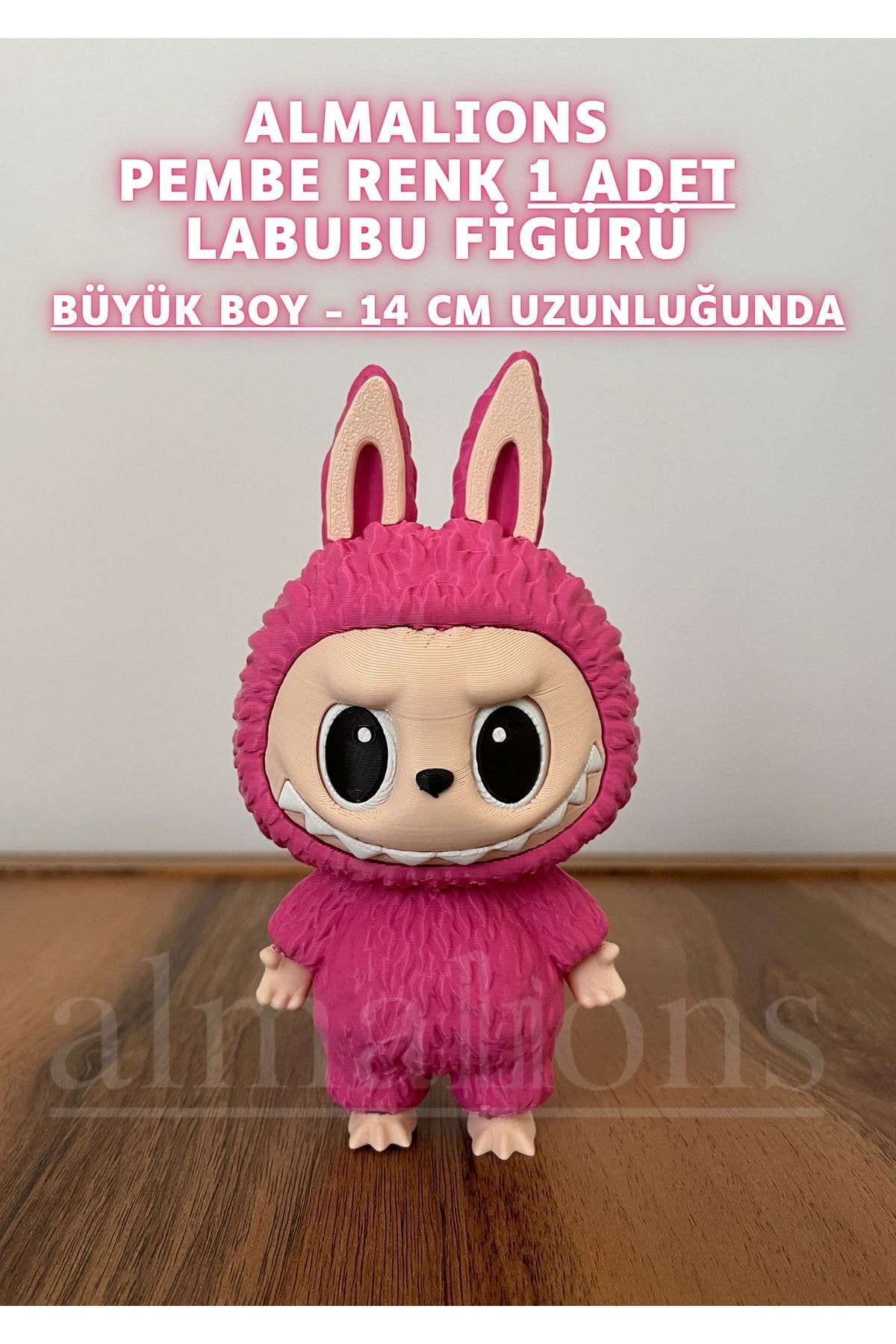 14 CM Büyük Boy Pembe Renk Labubu Figürü - Plastik Figür - 1 Adet