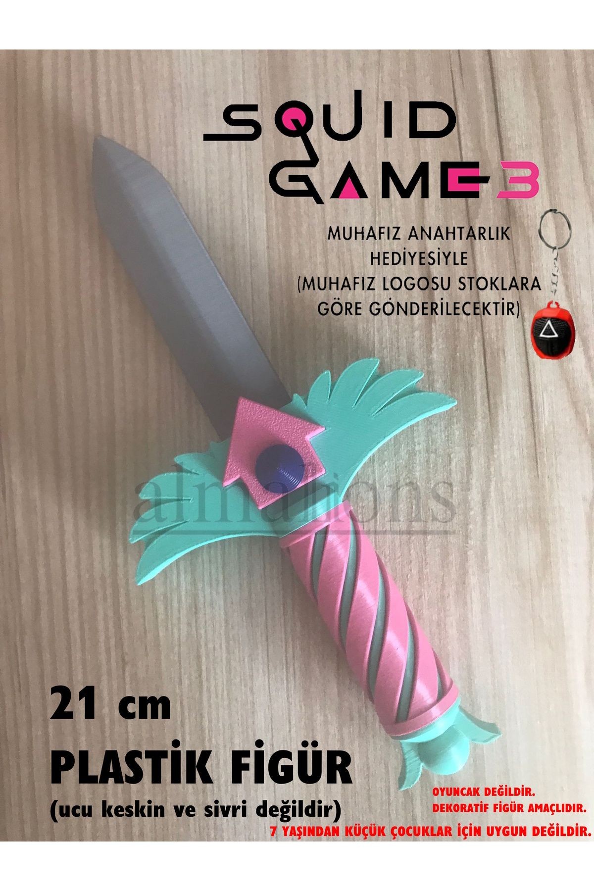 Squid Game 3 Bıçak Figürü - 21 CM - Anahtarlık Hediyeli