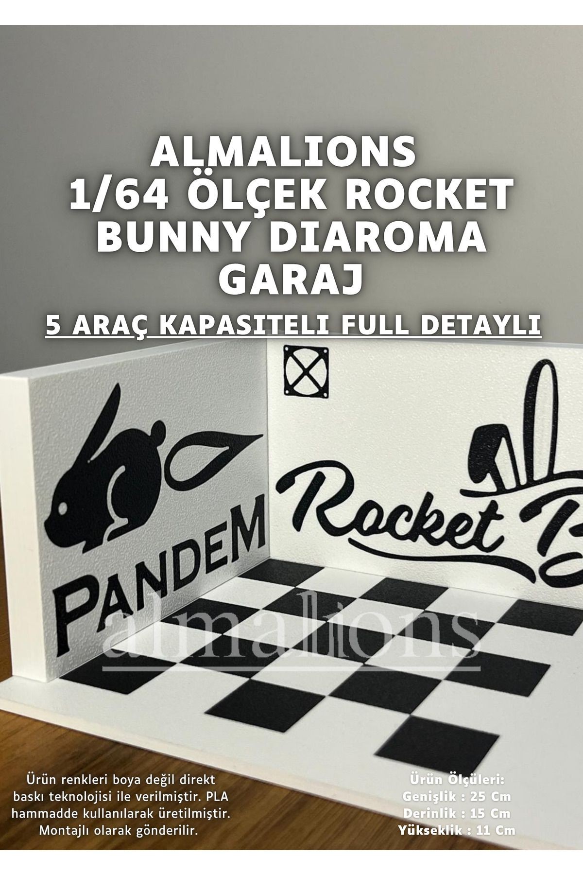 1/64 Ölçek Diaroma Araç Sergileme Garajı - Rocket Bunny - 5 Araçlık