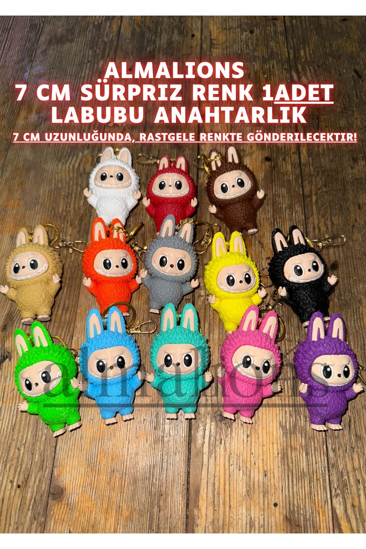 Sürpriz Renkte Labubu Anahtarlık - Çanta Süsü - Çanta Charmı - 7 Cm - Plastik Figür - 1 Adet