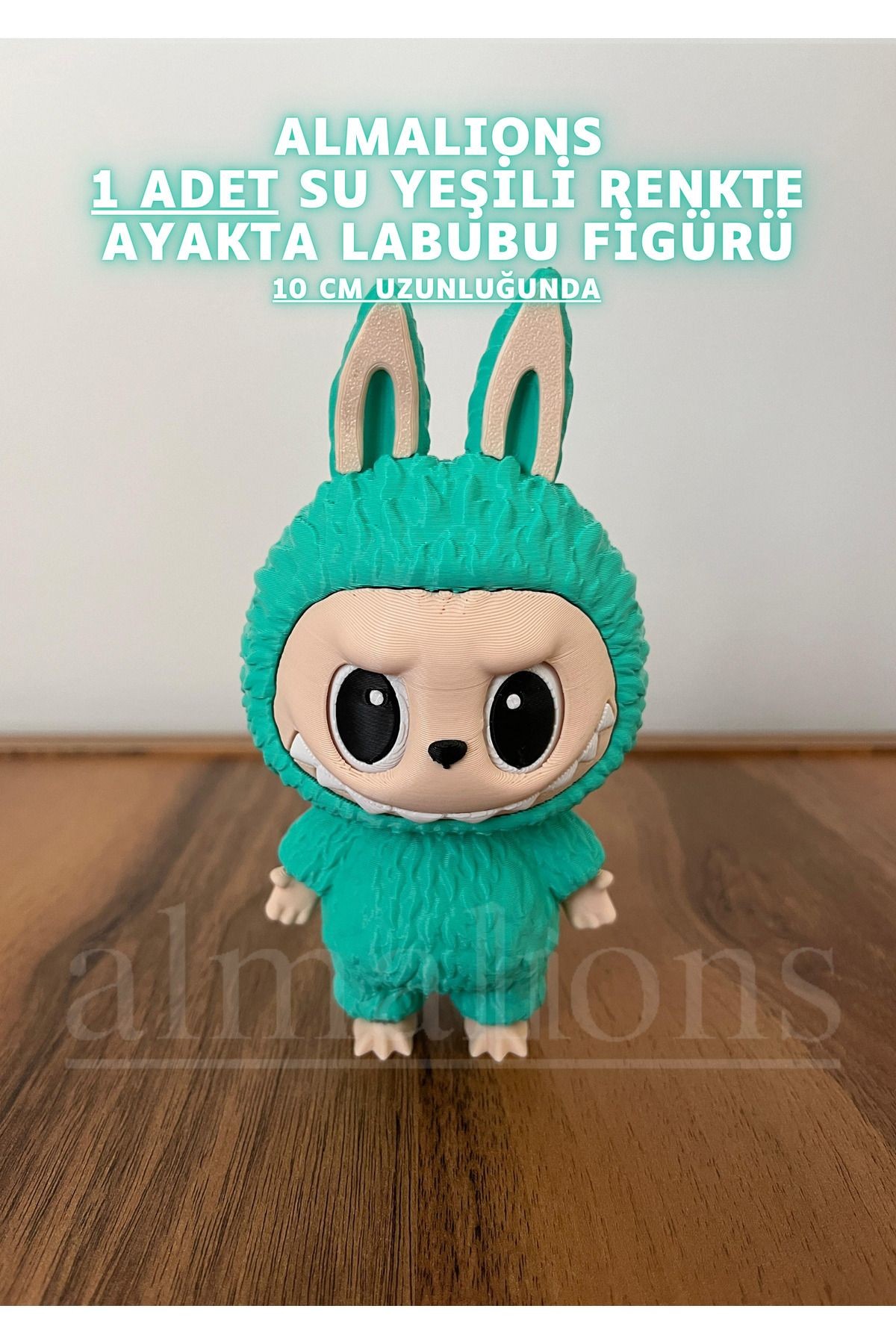 Su Yeşil Renkte Ayakta Labubu Figürü - 10 Cm - Plastik Figür - 1 Adet