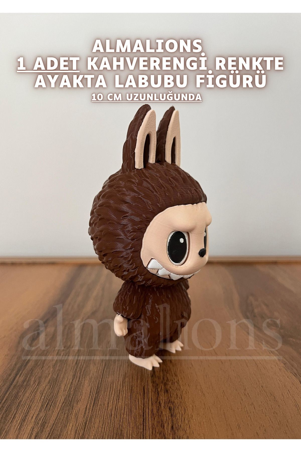 Kahverengi Renkte Ayakta Labubu Figürü - 10 Cm - Plastik Figür - 1 Adet