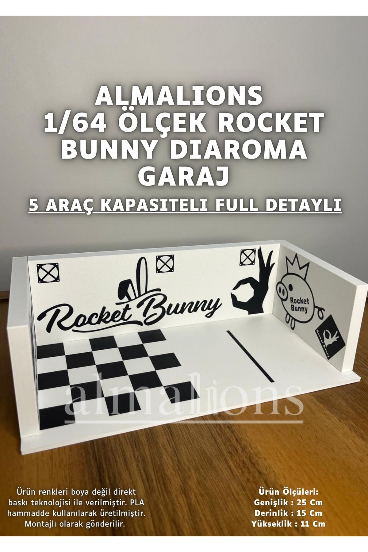 1/64 Ölçek Diaroma Araç Sergileme Garajı - Rocket Bunny - 5 Araçlık