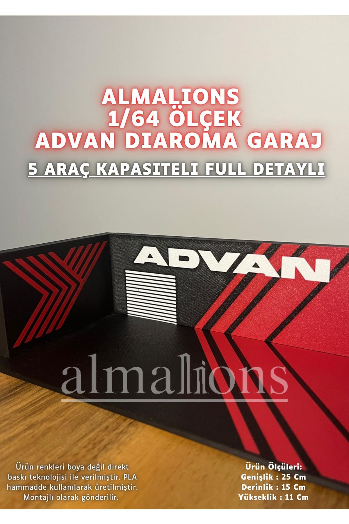 1/64 Ölçek Diaroma Araç Sergileme Garajı - Advan - 5 Araçlık