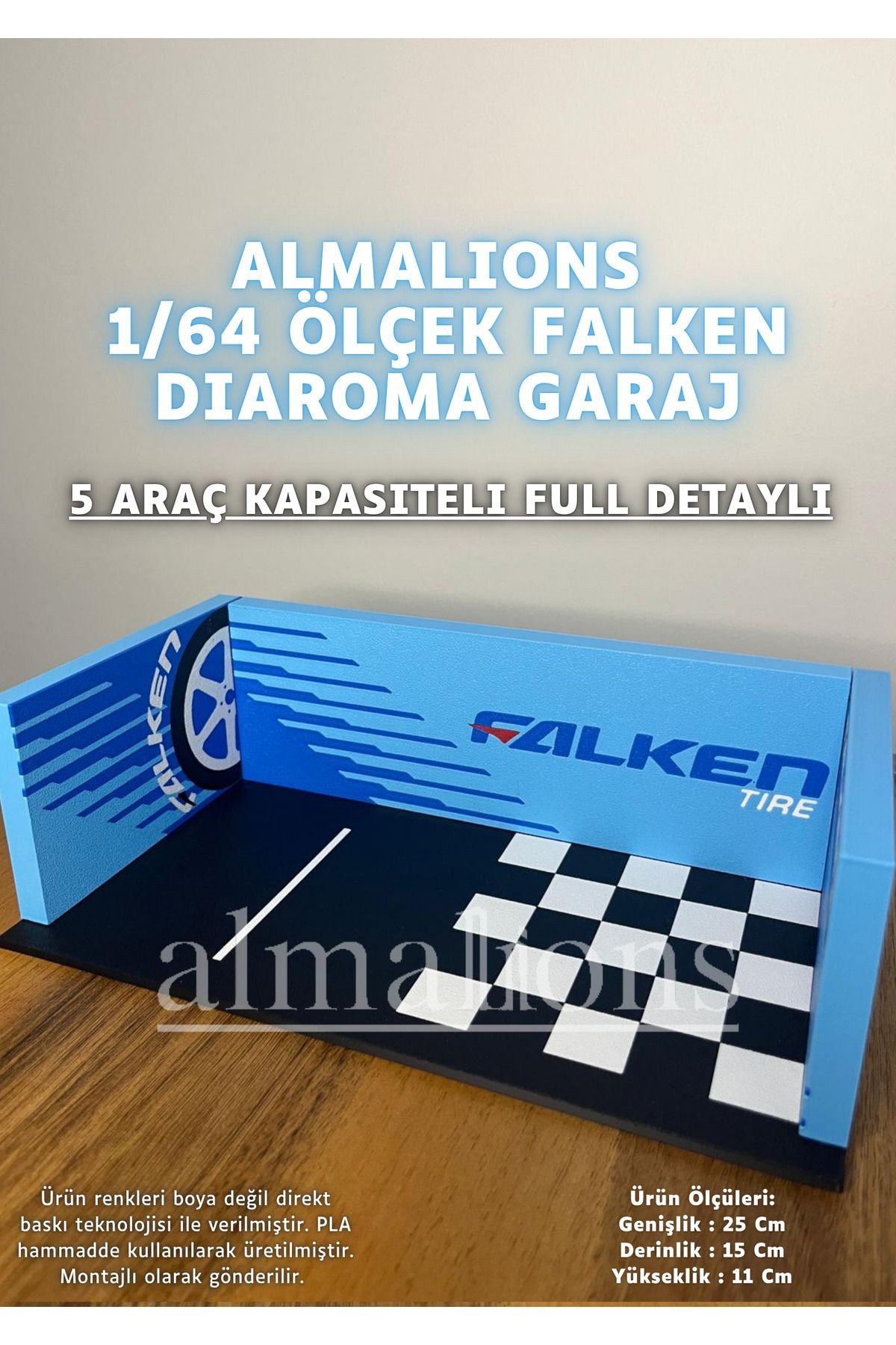 1/64 Ölçek Diaroma Araç Sergileme Garajı - Falken - 5 Araçlık