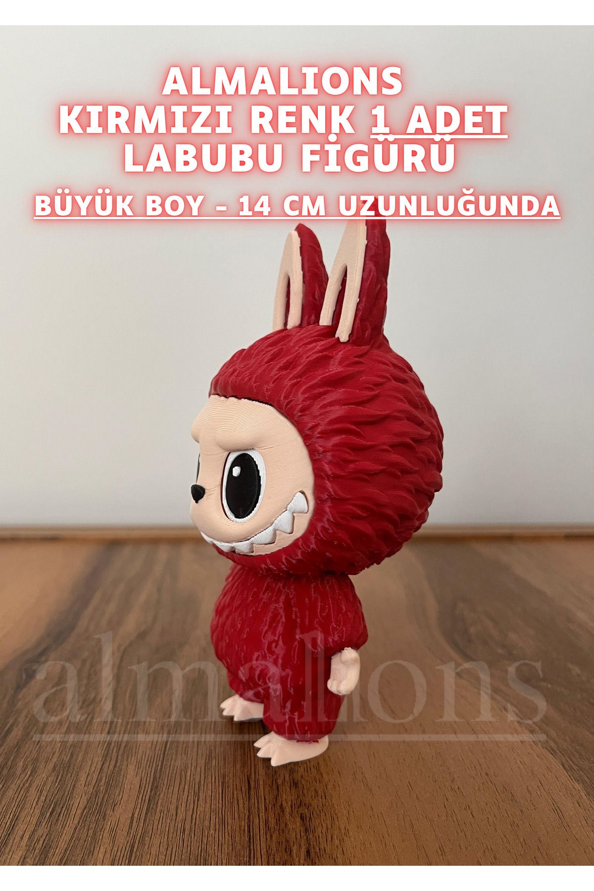 14 CM Büyük Boy Kırmızı Renk Labubu Figürü - Plastik Figür - 1 Adet