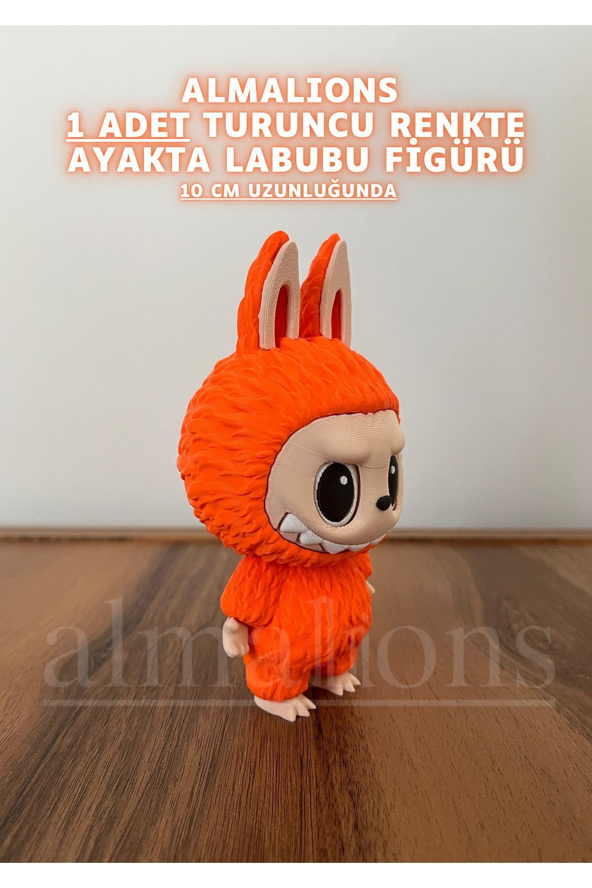 Turuncu Renkte Ayakta Labubu Figürü - 10 Cm - Plastik Figür - 1 Adet