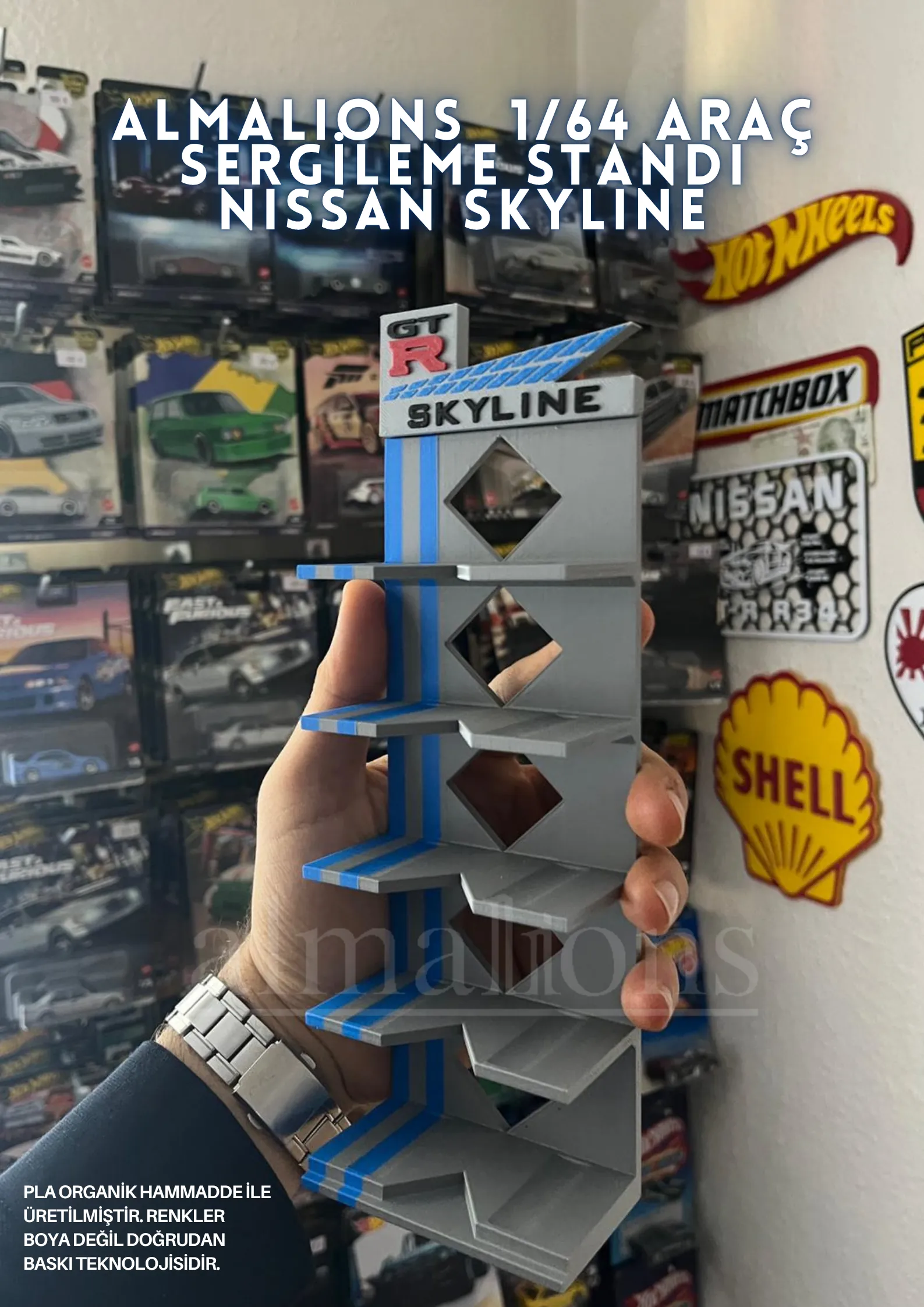 1/64 ÖLÇEK ARAÇ SERGİLEME STANDI (5 ARAÇLIK) - NİSSAN SKYLİNE 