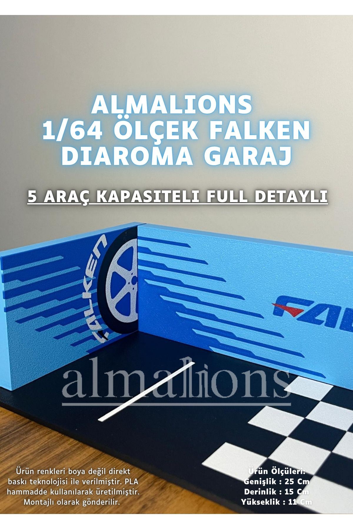 1/64 Ölçek Diaroma Araç Sergileme Garajı - Falken - 5 Araçlık