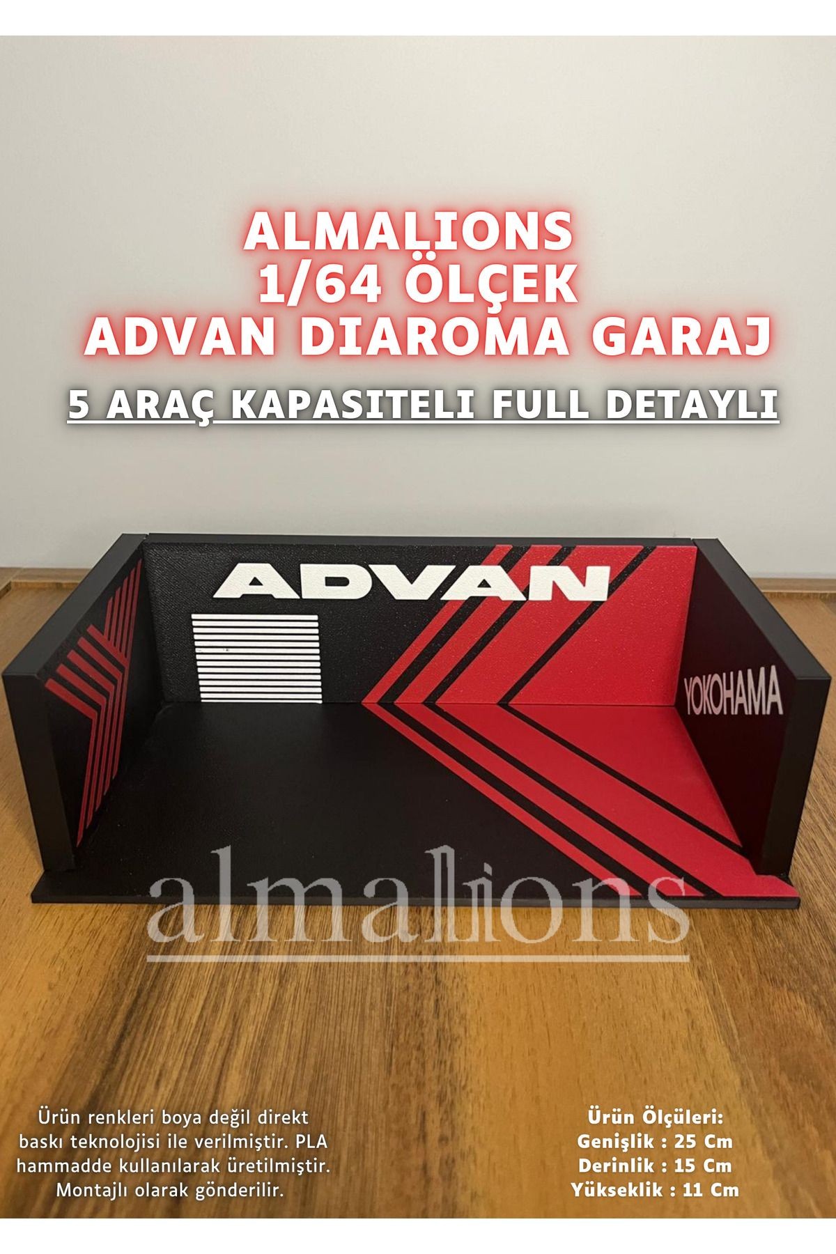 1/64 Ölçek Diaroma Araç Sergileme Garajı - Advan - 5 Araçlık
