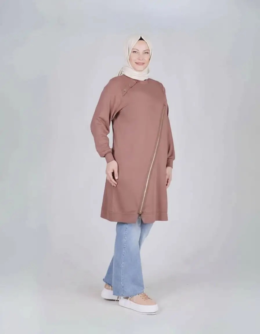 Behrem Büyük Beden Tesettür Düğmeli Tunik 