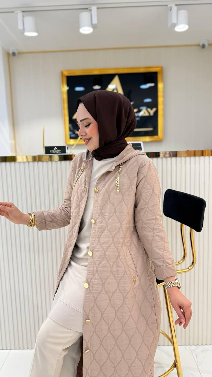 Ayşe Akay Büyük Beden Tesettür Kapüşonlu Kap