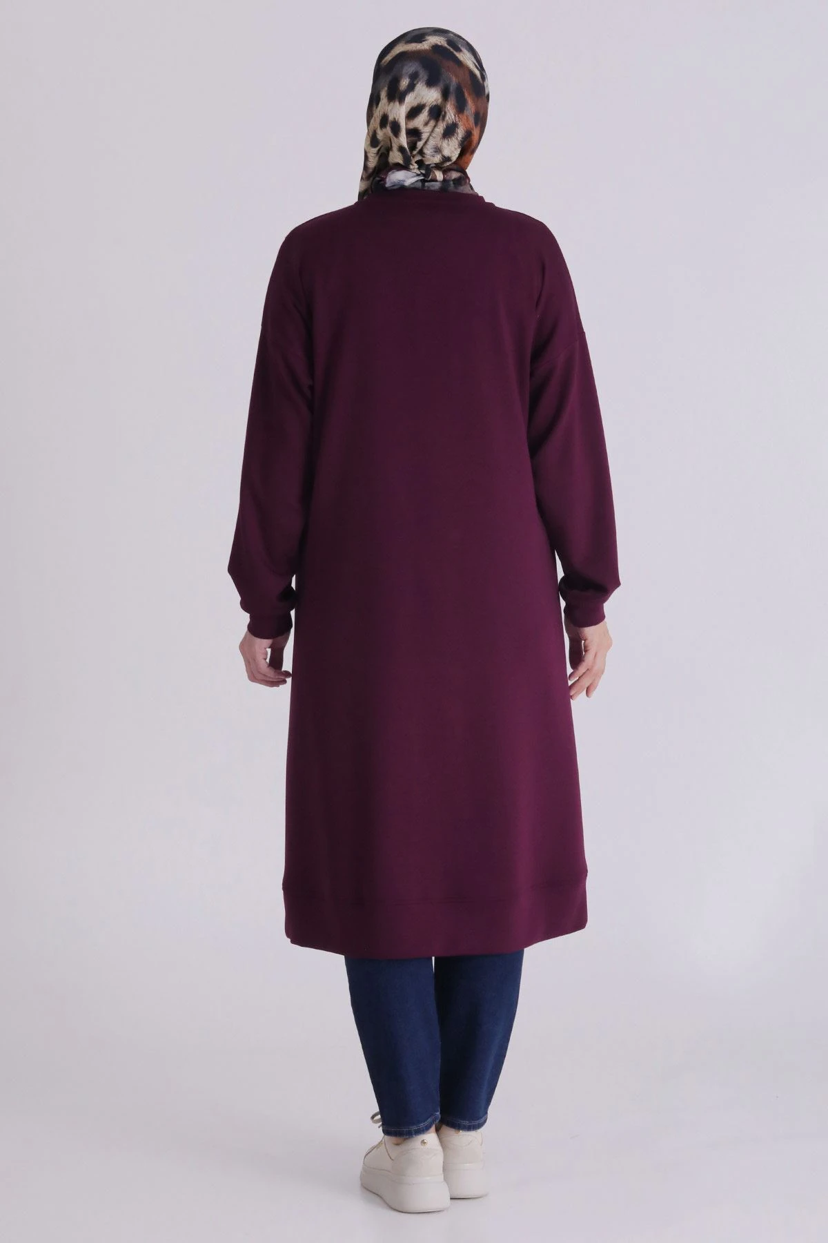 Veka Taşlı Büyük Beden Tesettür Tunik - BORDO