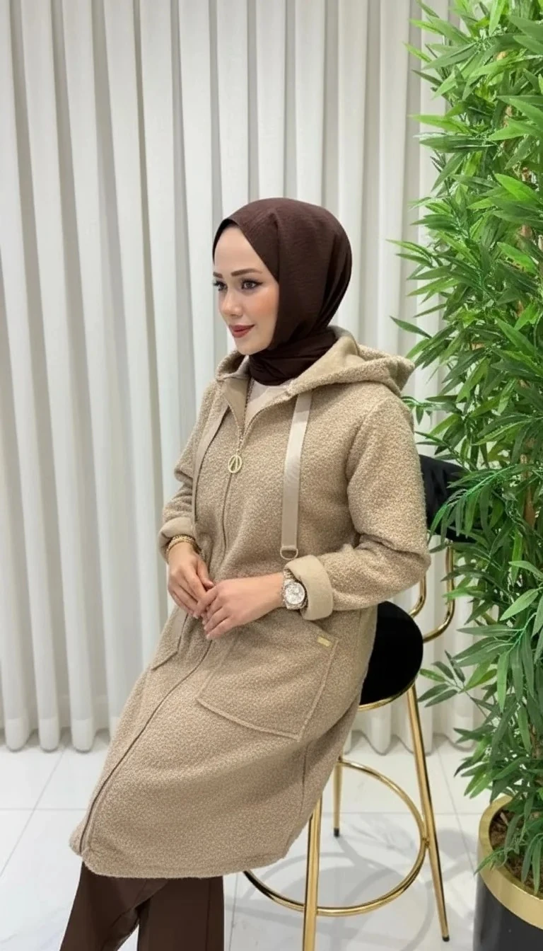 Ayşe Akay Büyük Beden Tesettür Kısa Kuzu Kap 