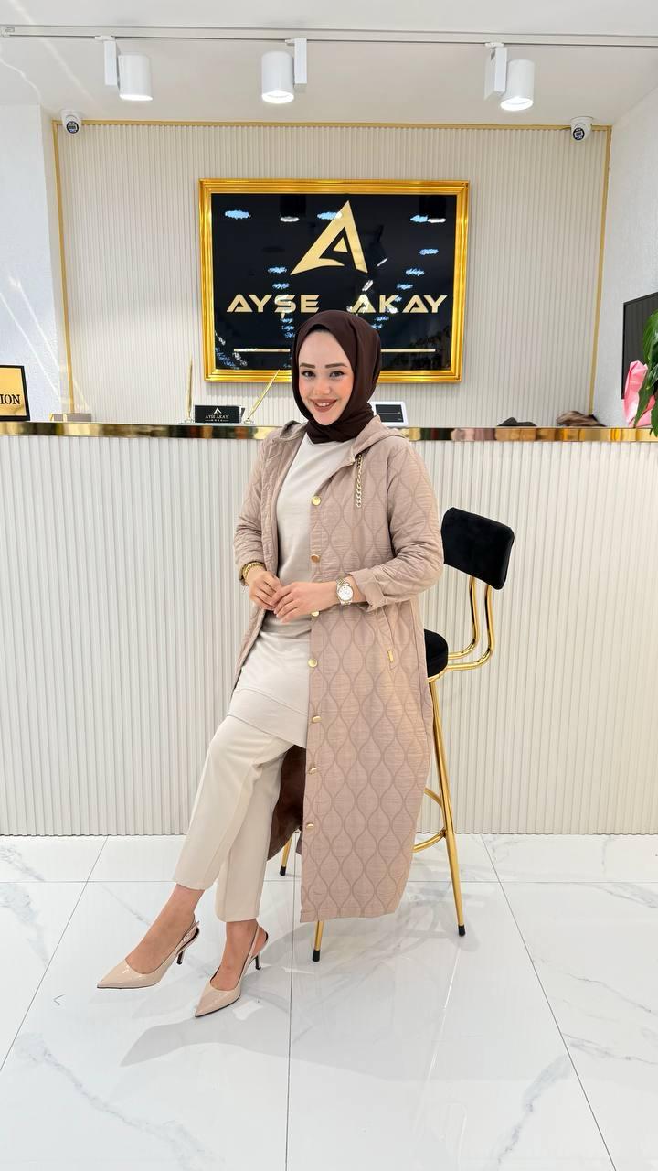 Ayşe Akay Büyük Beden Tesettür Kapüşonlu Kap