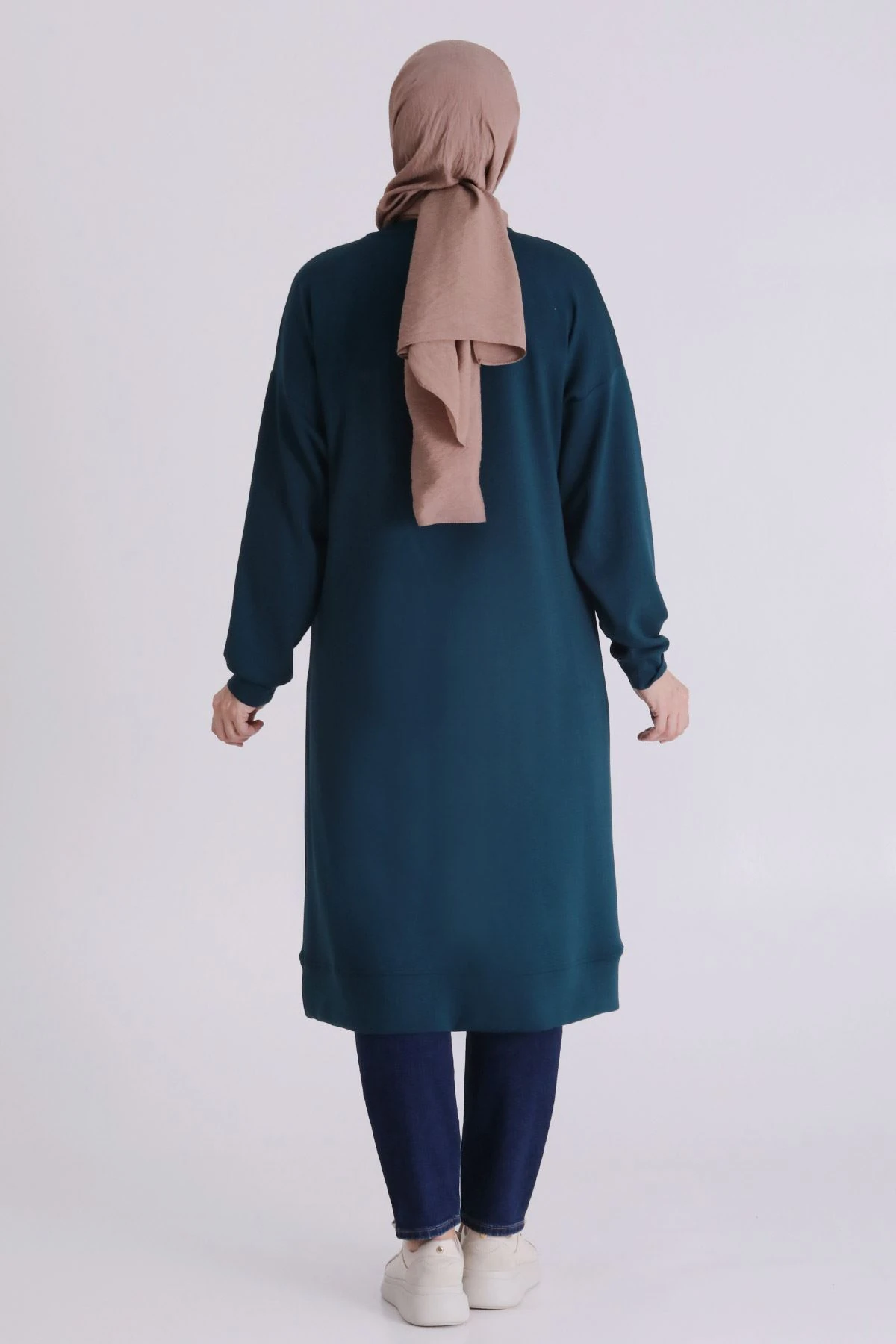 Veka Taşlı Büyük Beden Tesettür Tunik - ZÜMRÜT YEŞİLİ