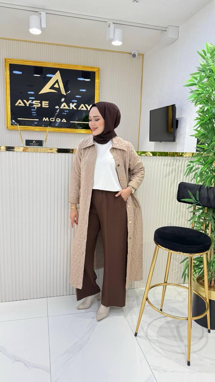  Ayşe Akay Büyük Beden Tesettür Giyim Düğmeli Kap