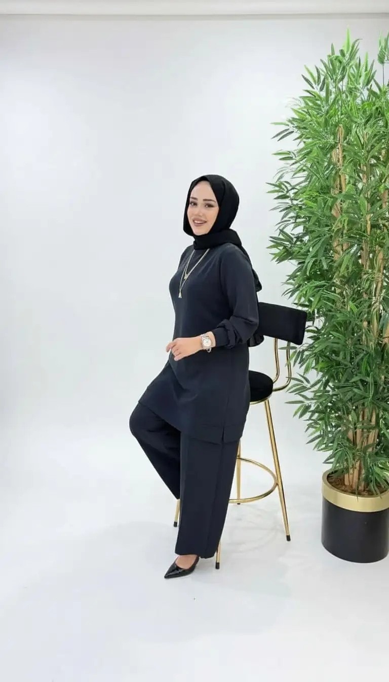 Ayşe Akay Tesettür Oysho Kumaş Takım - GRİ