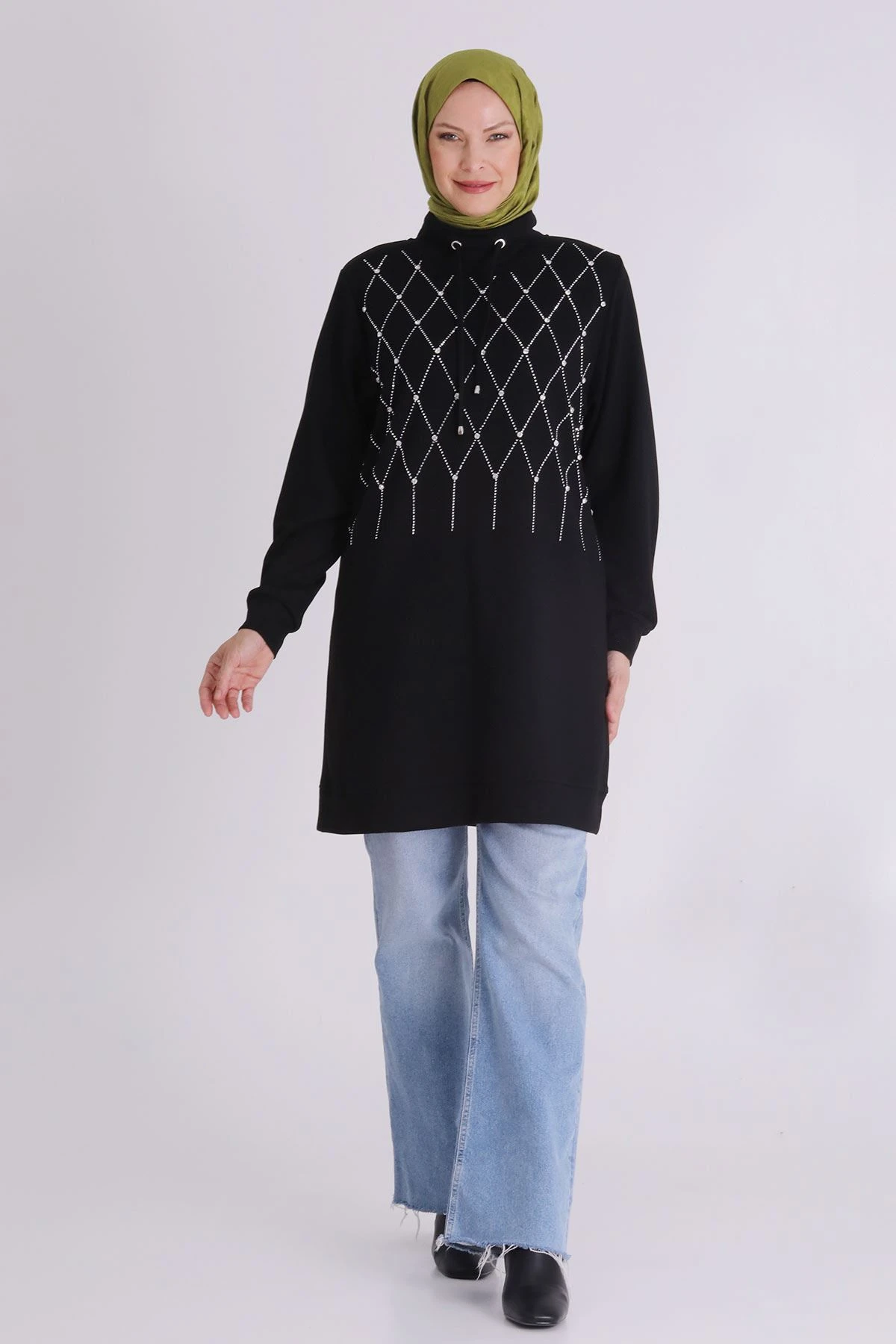 Veka Büyük Beden Tesettür Taşlı Tunik