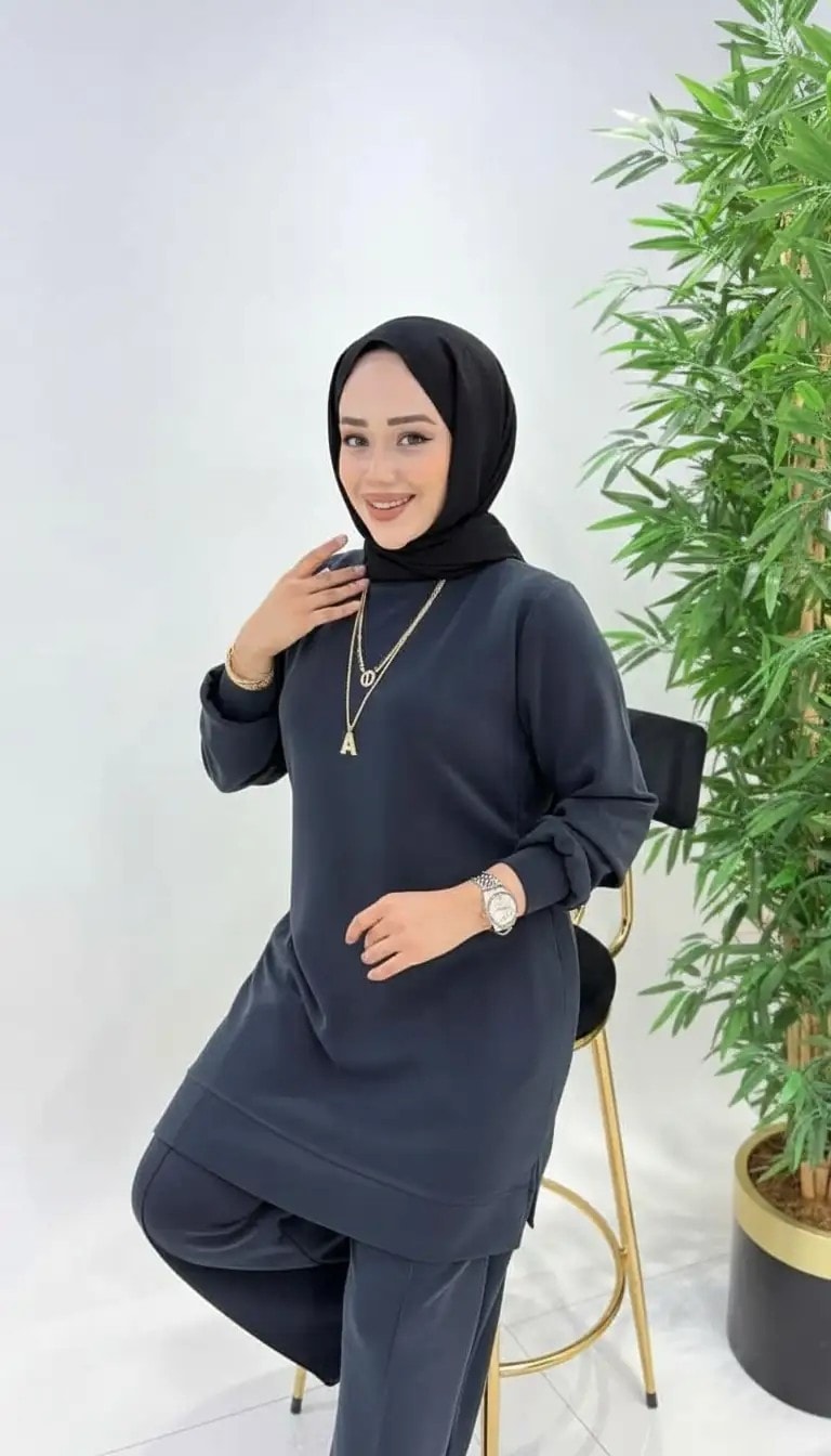 Ayşe Akay Tesettür Oysho Kumaş Takım - GRİ