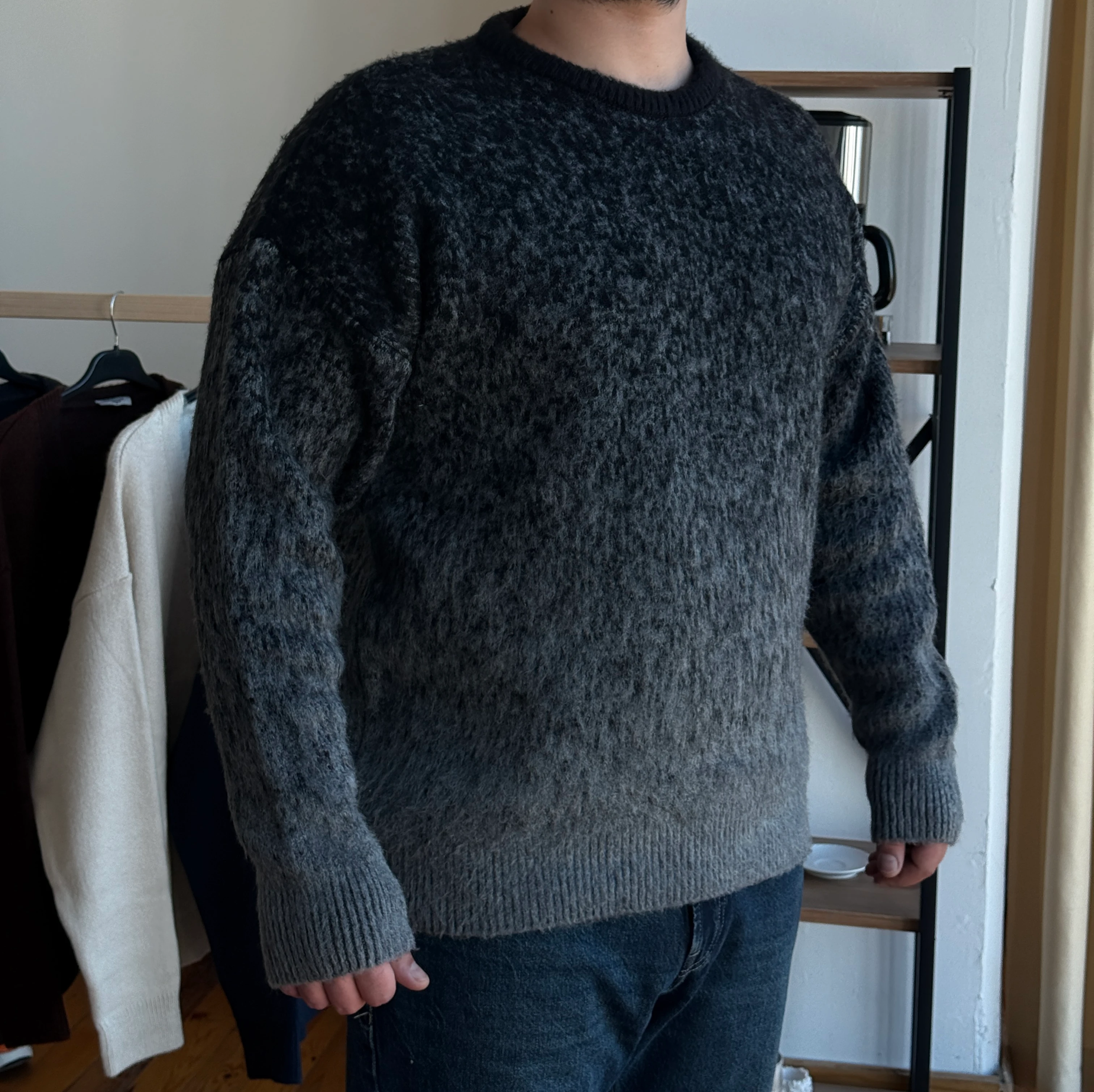 Tüylü Triko Kazak - Siyah