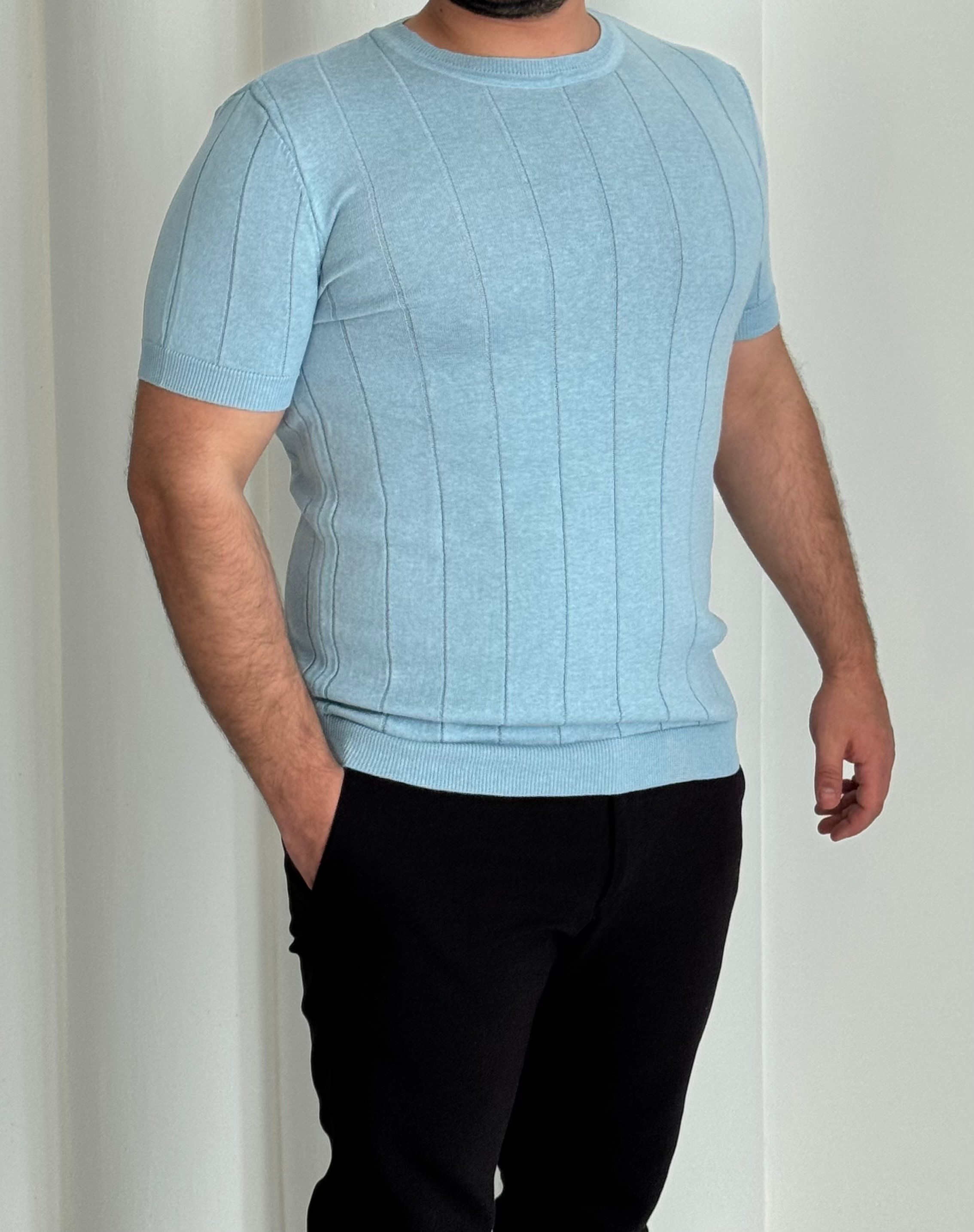 İnce Triko Tshirt - Bebe Mavisi