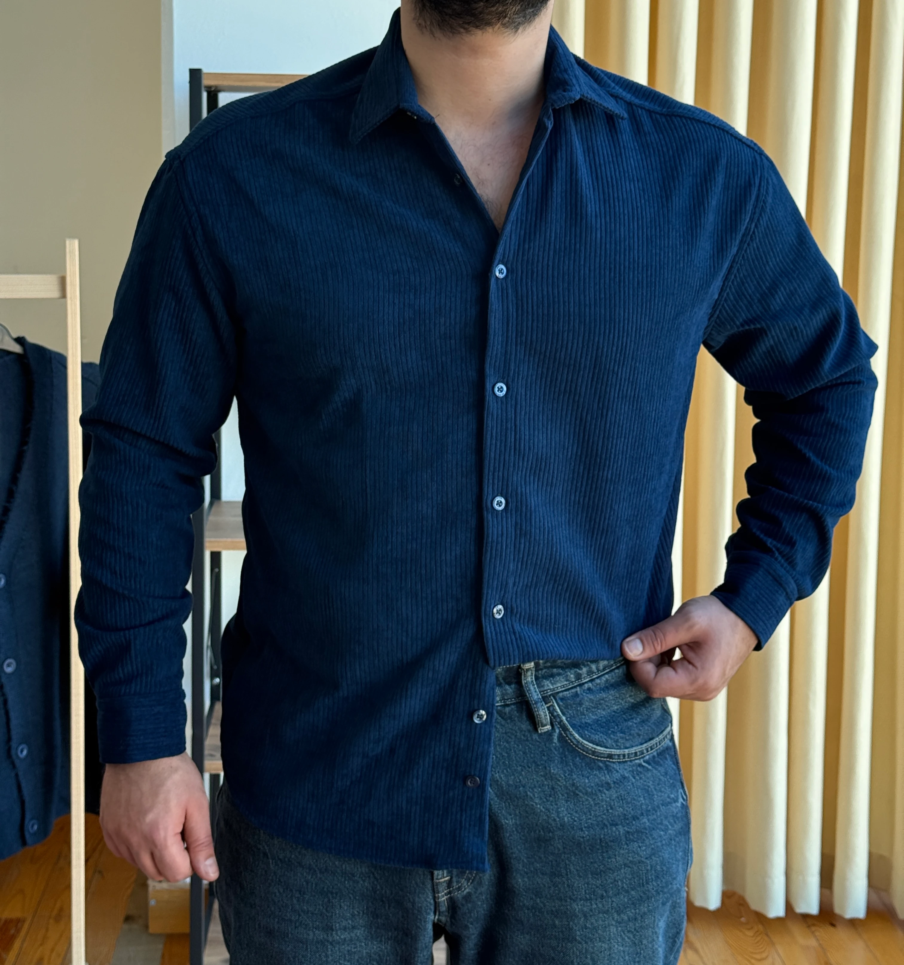 Kadife Gömlek - Lacivert