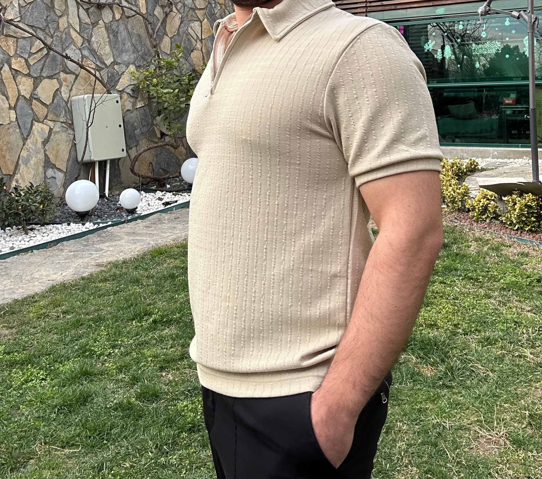 Fermuarlı Jakarlı Tişört