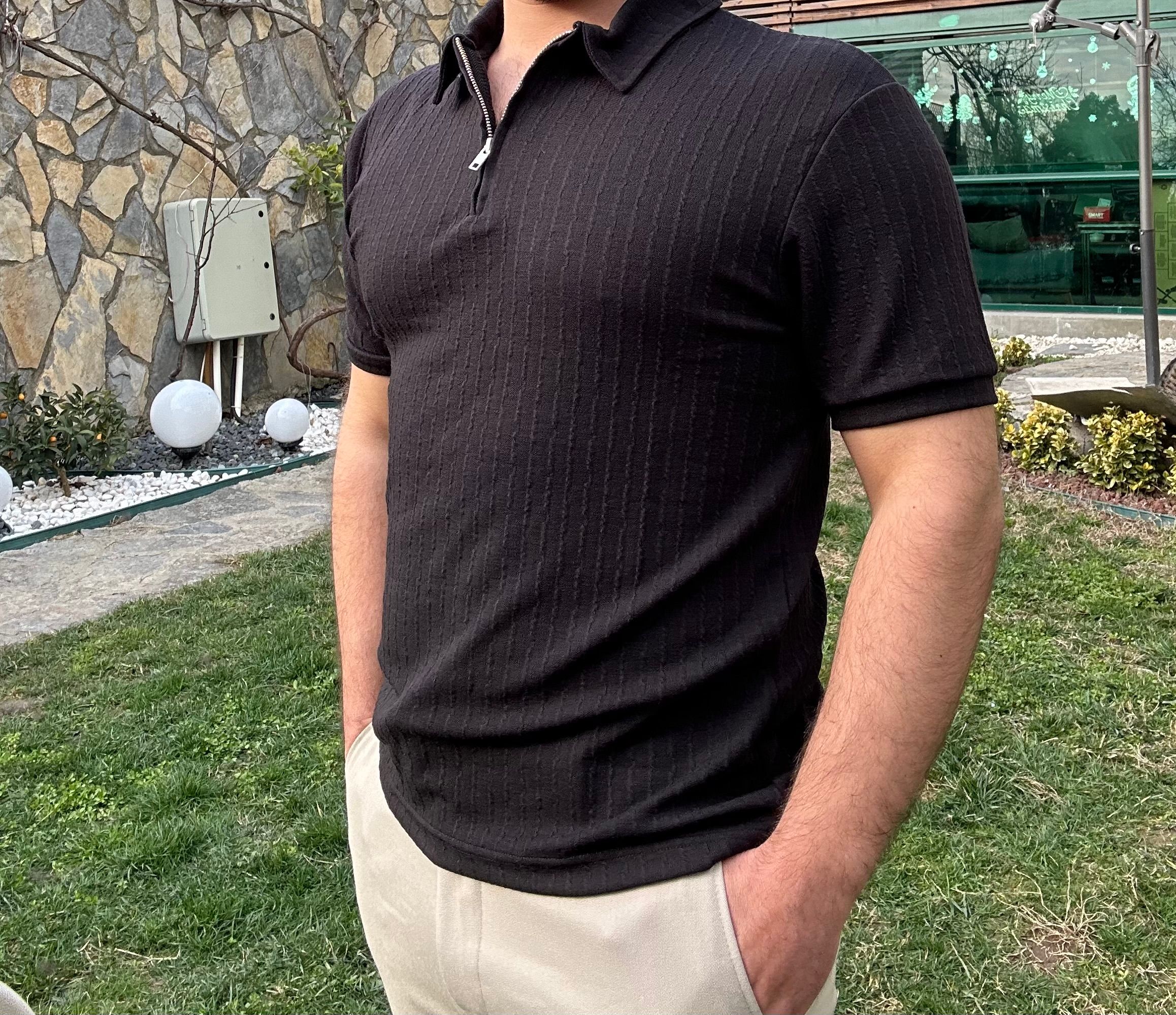 Fermuarlı Jakarlı Tişört