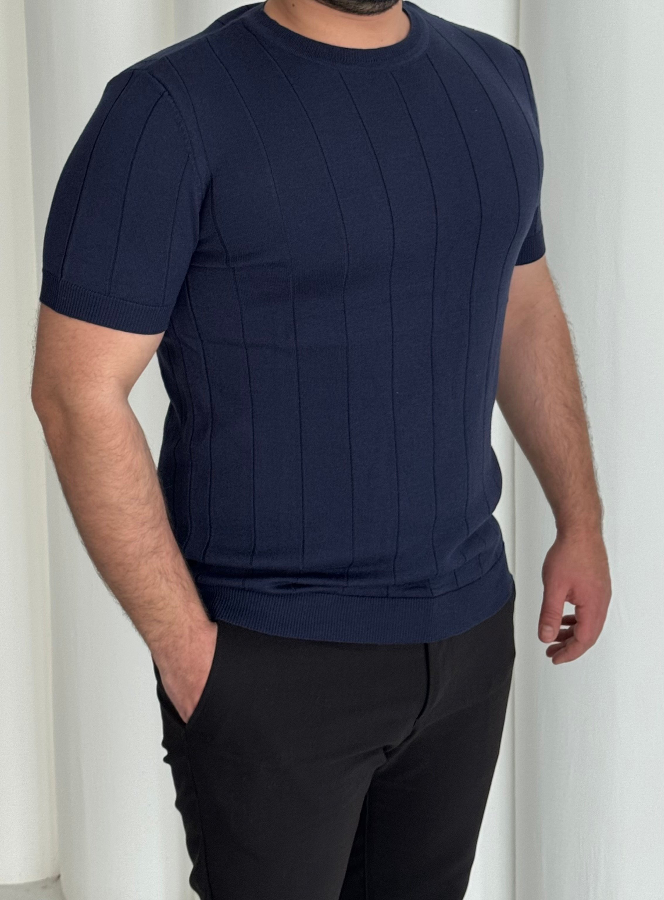 İnce Triko Tshirt - Lacivert