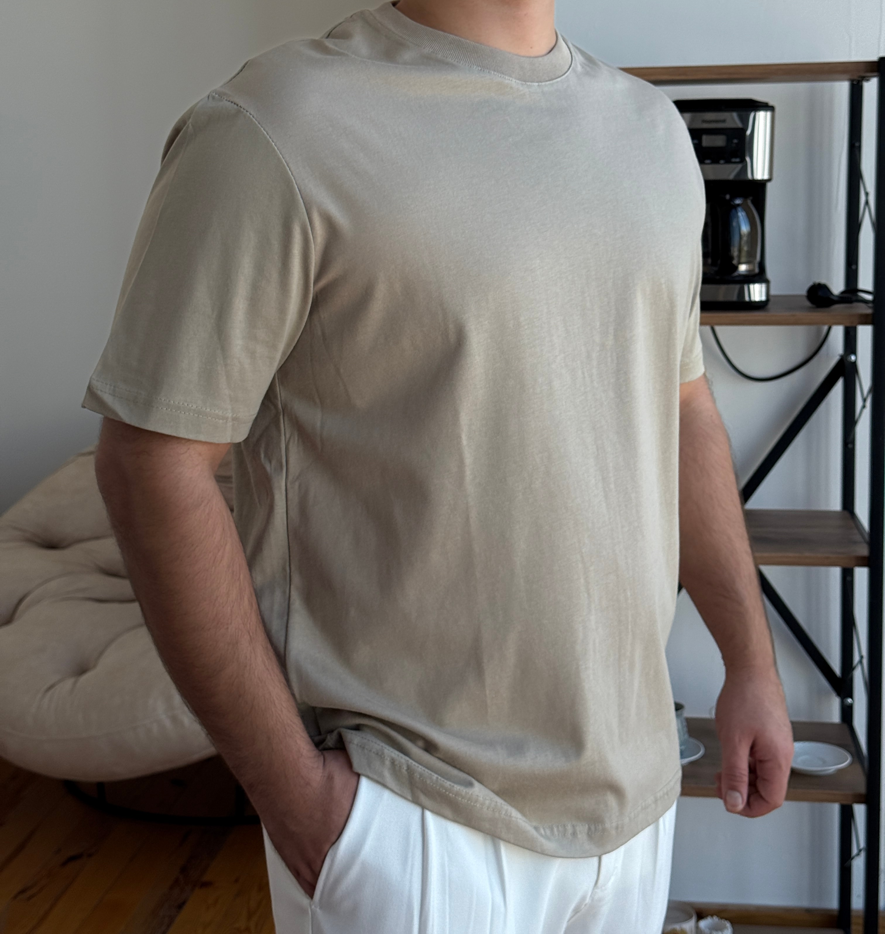 Basic Pamuk Penye Tshirt - Küf Yeşili