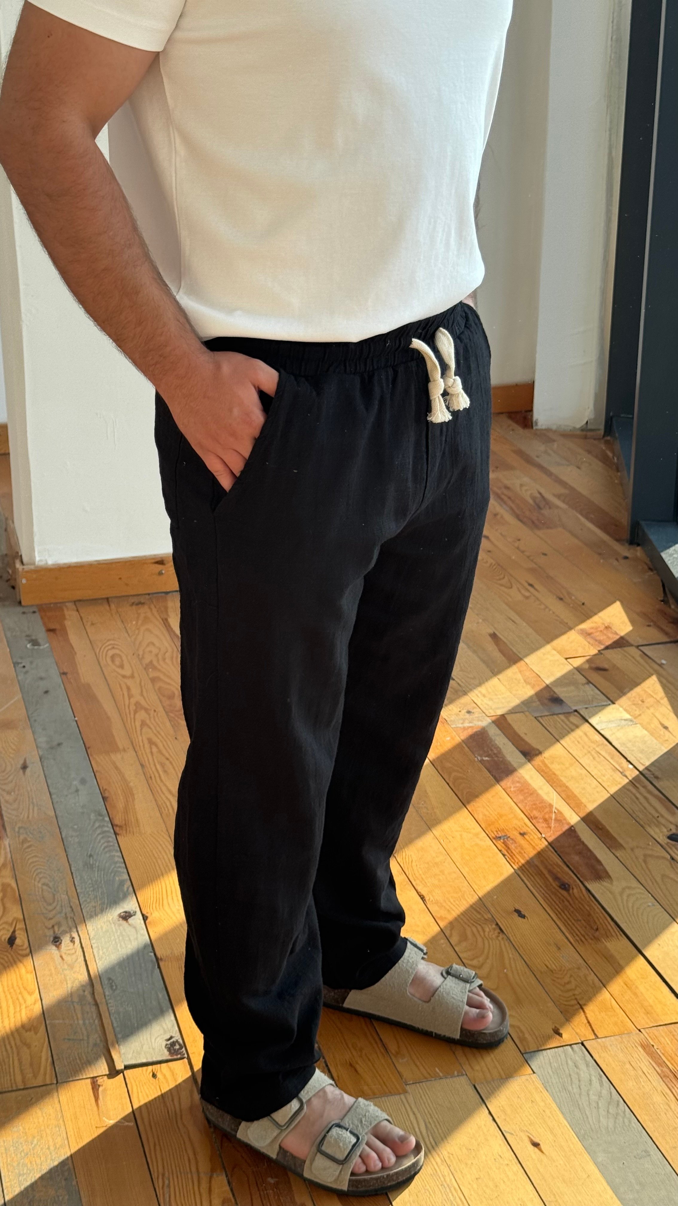 Jagger Keten Pantalon - Siyah