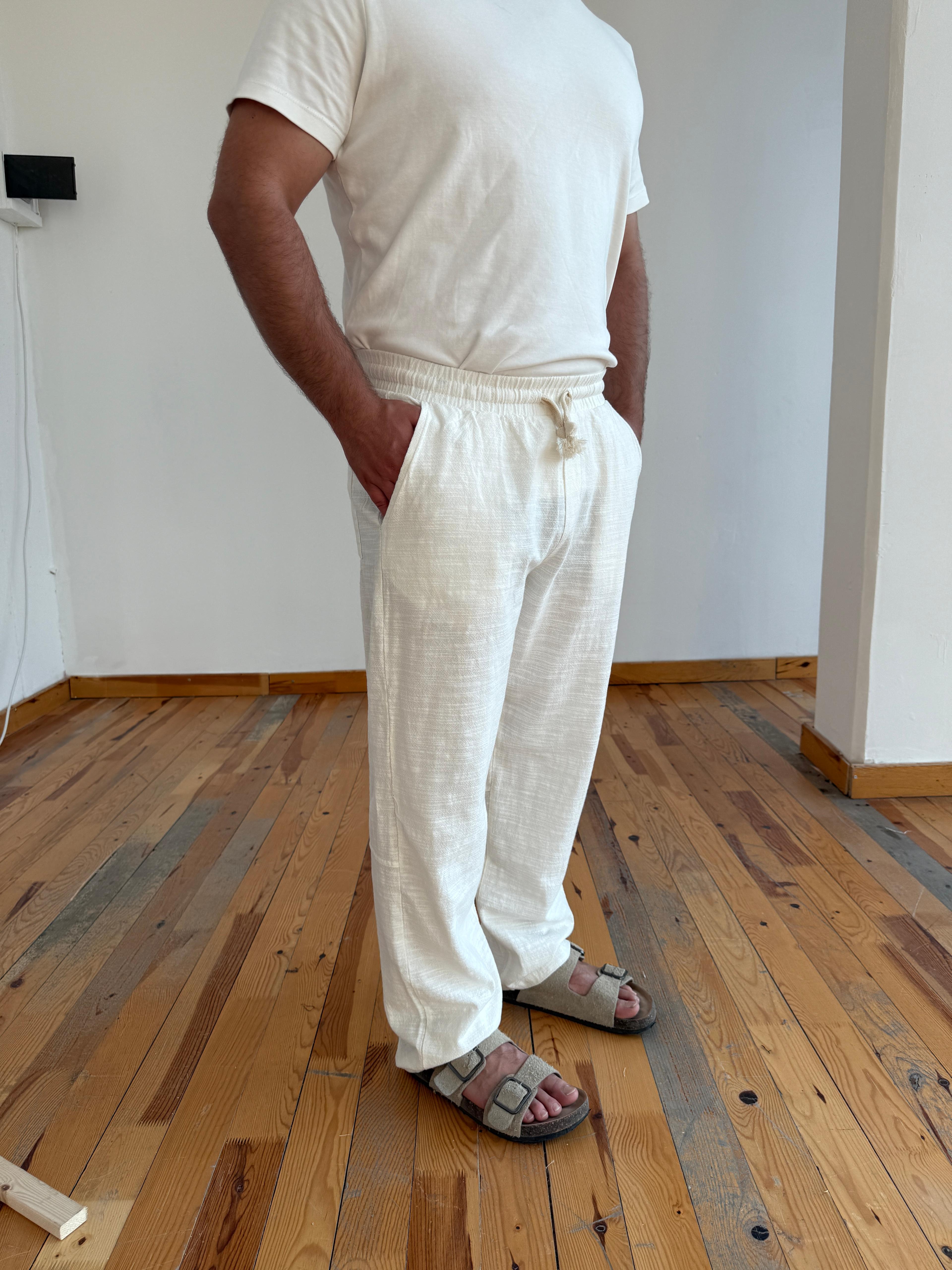 Jagger Keten Pantalon - Beyaz
