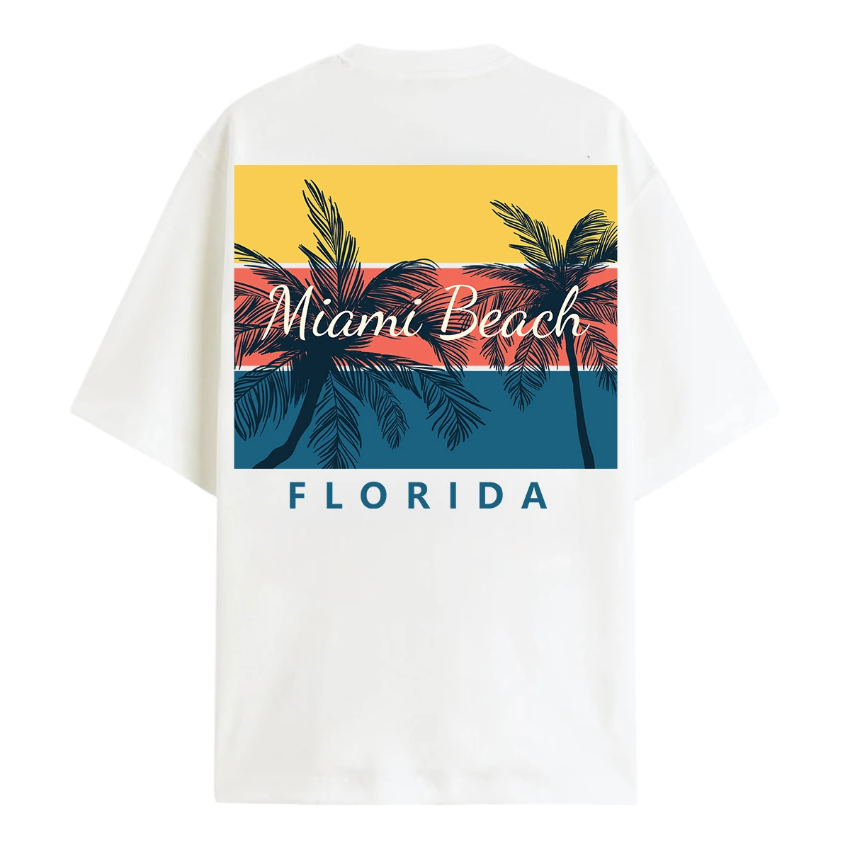 Miami Vice Vibe: Retro Renk Bloklu Plaj Oversize T-Shirt