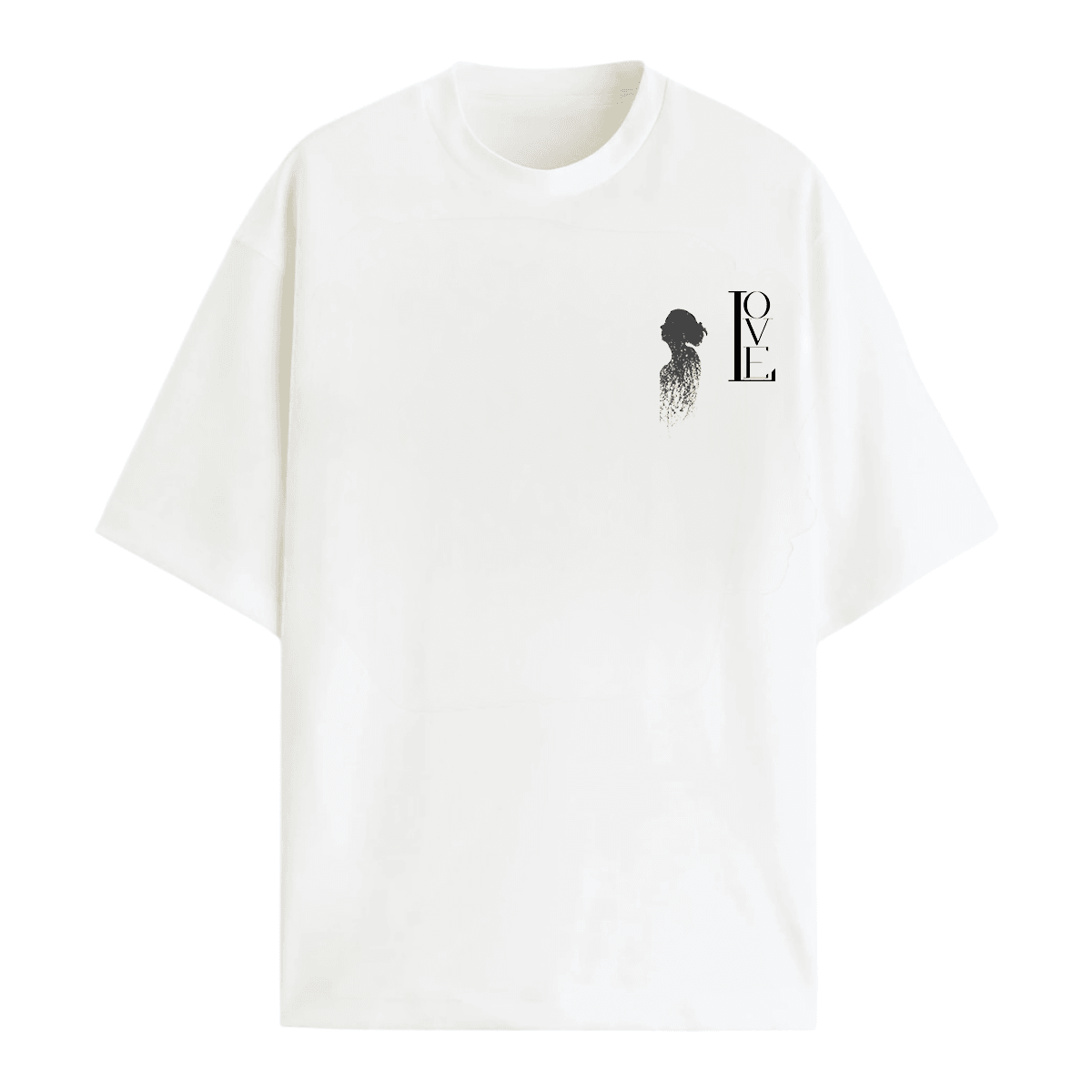 LOVE Vurgulu Grunge Silüet Oversize T-Shirt