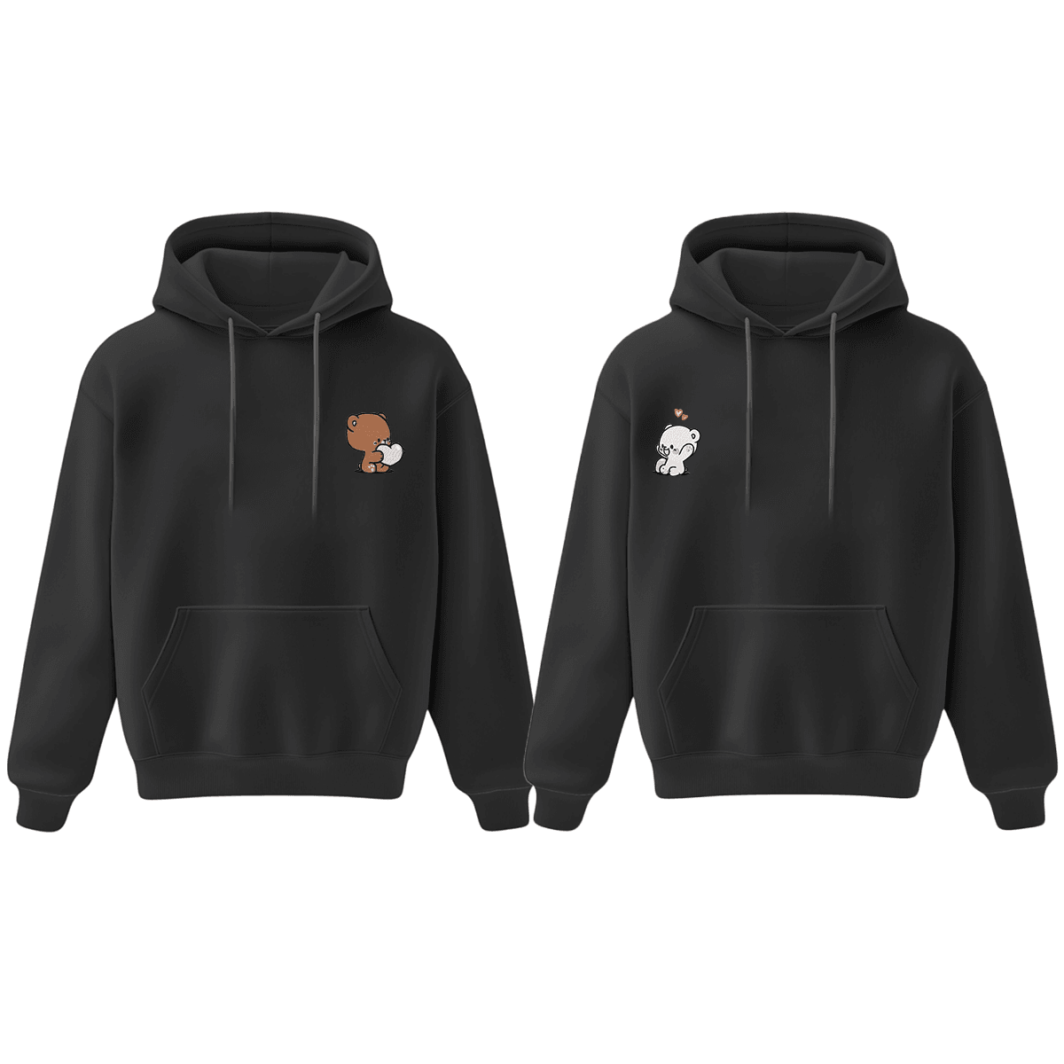 Çiftlere Özel Ayıcık Desenli Oversize Hoodie