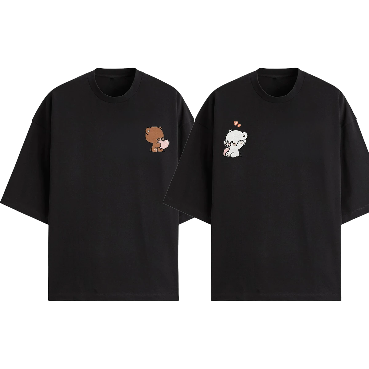 Çiftlere Özel Ayıcık Desenli Oversize T-Shirt