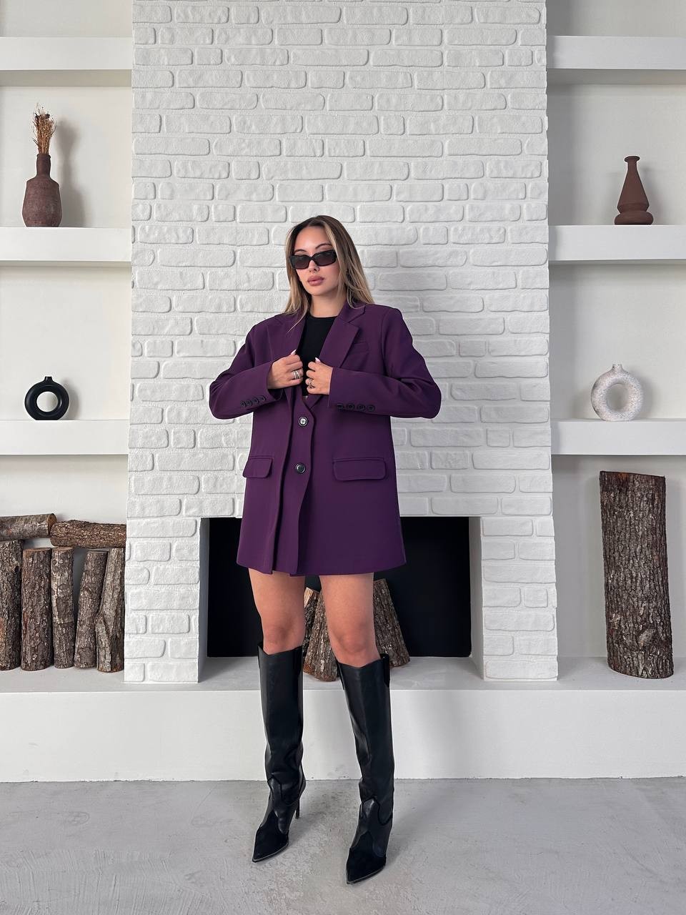 Blazer Ceket Mor