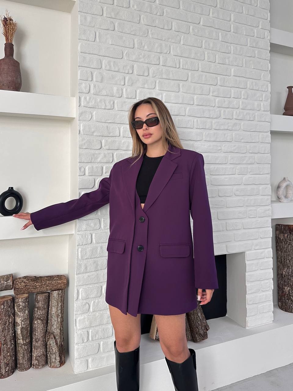 Blazer Ceket Mor